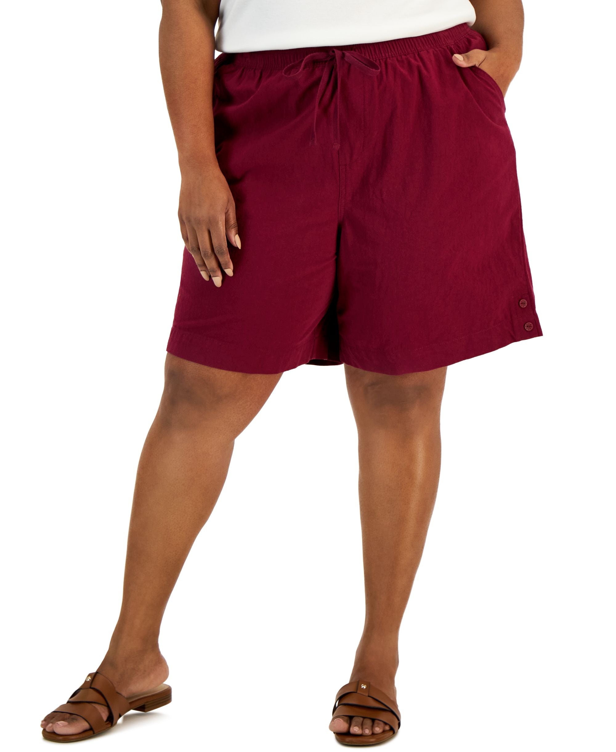Karen Scott Plus Size Cotton Emelia Pull On Shorts