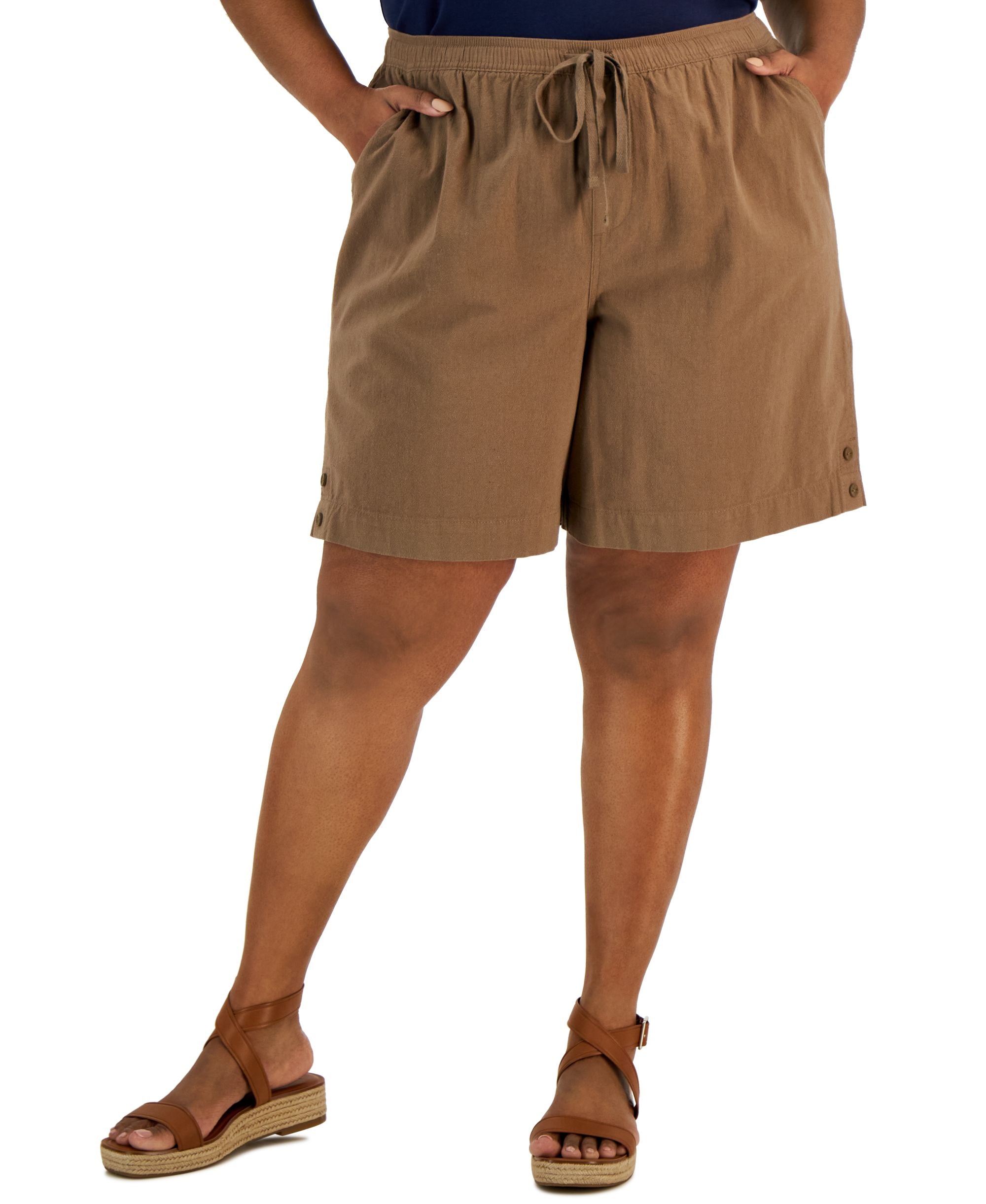 Karen Scott Plus Size Cotton Emelia Pull On Shorts