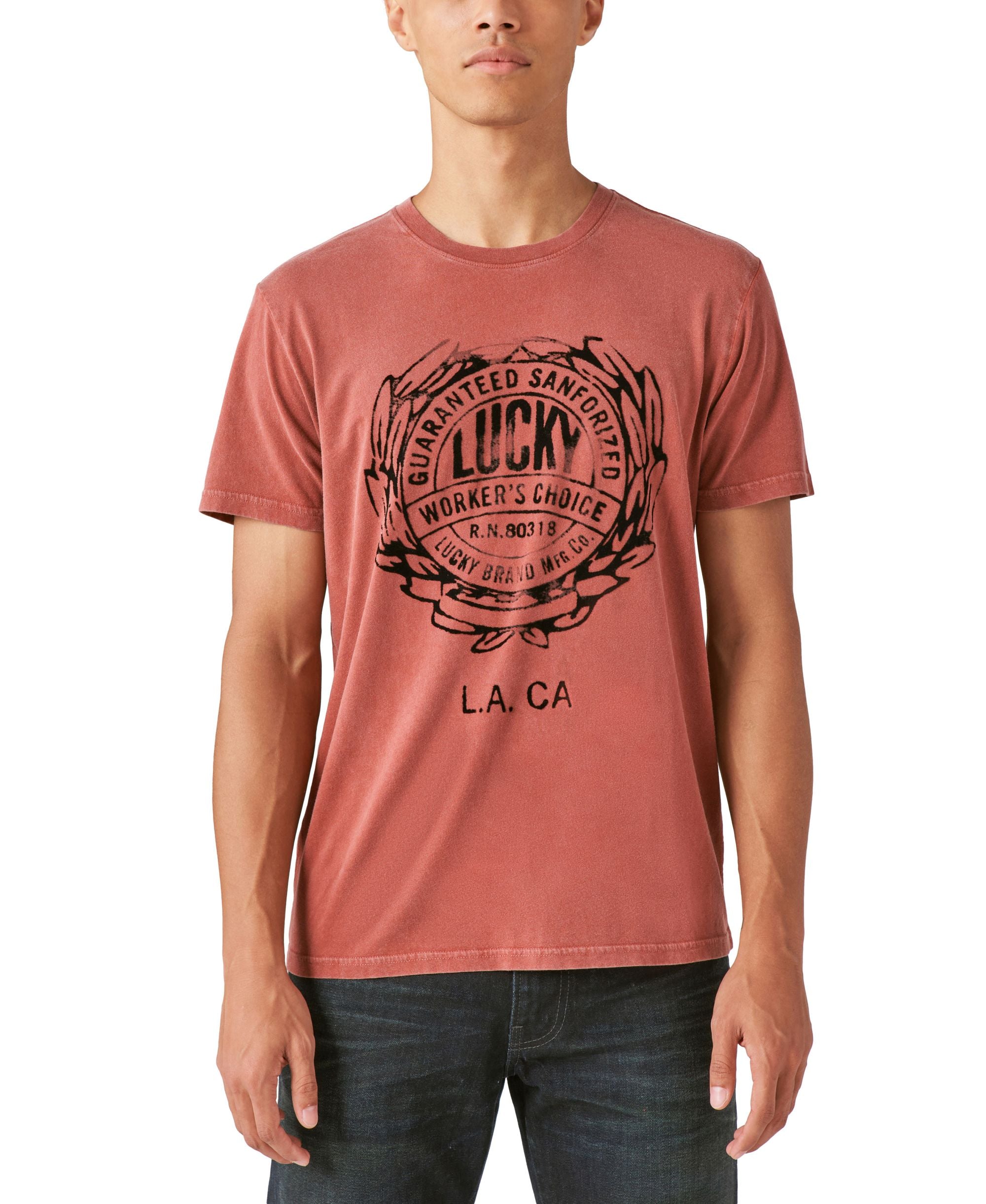 Men's Lucky Crew Neck Work-Wear Graphic T-shirt