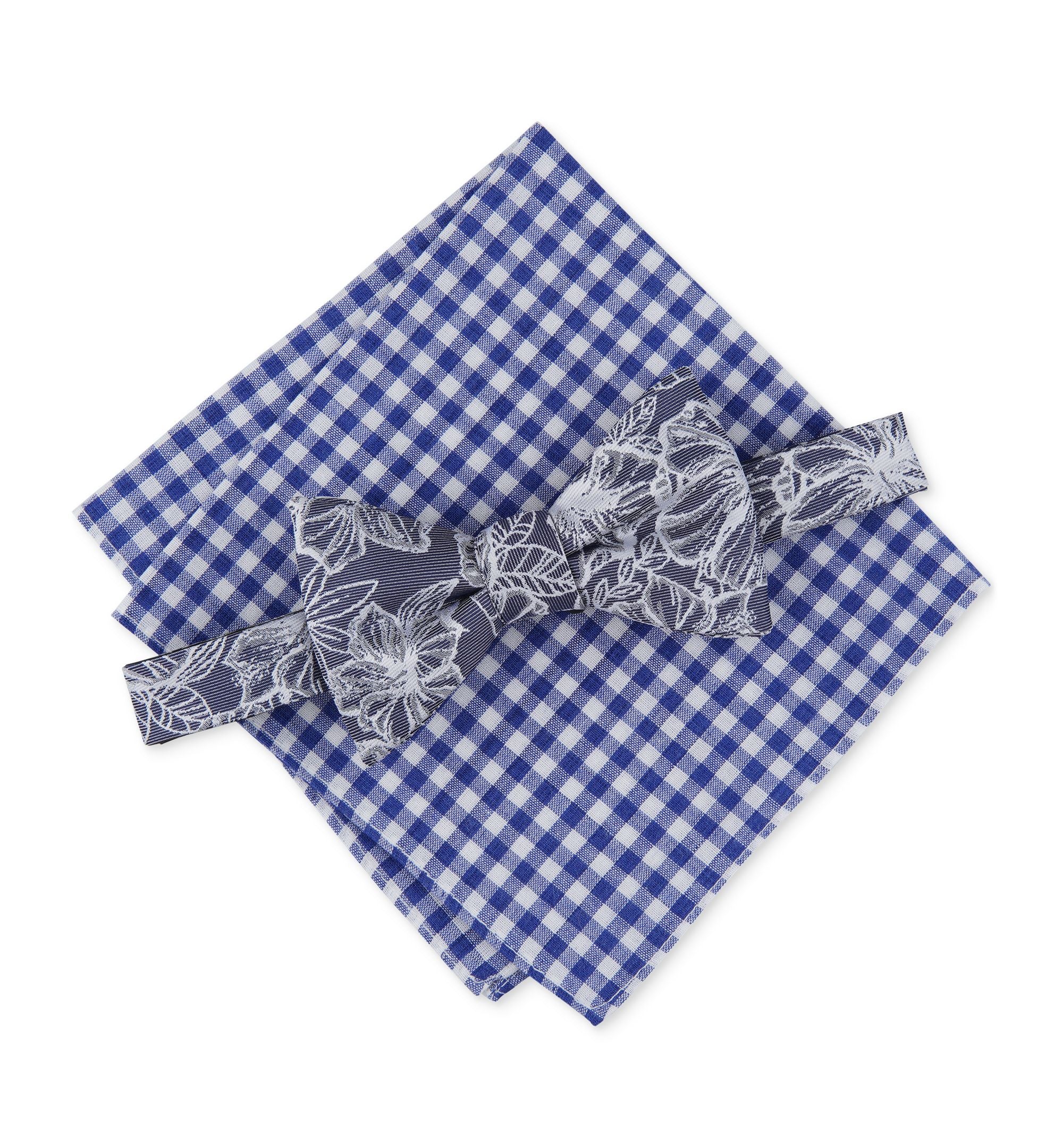 Men's Floral Pre-Tied Bow Tie & Pocket Square Set