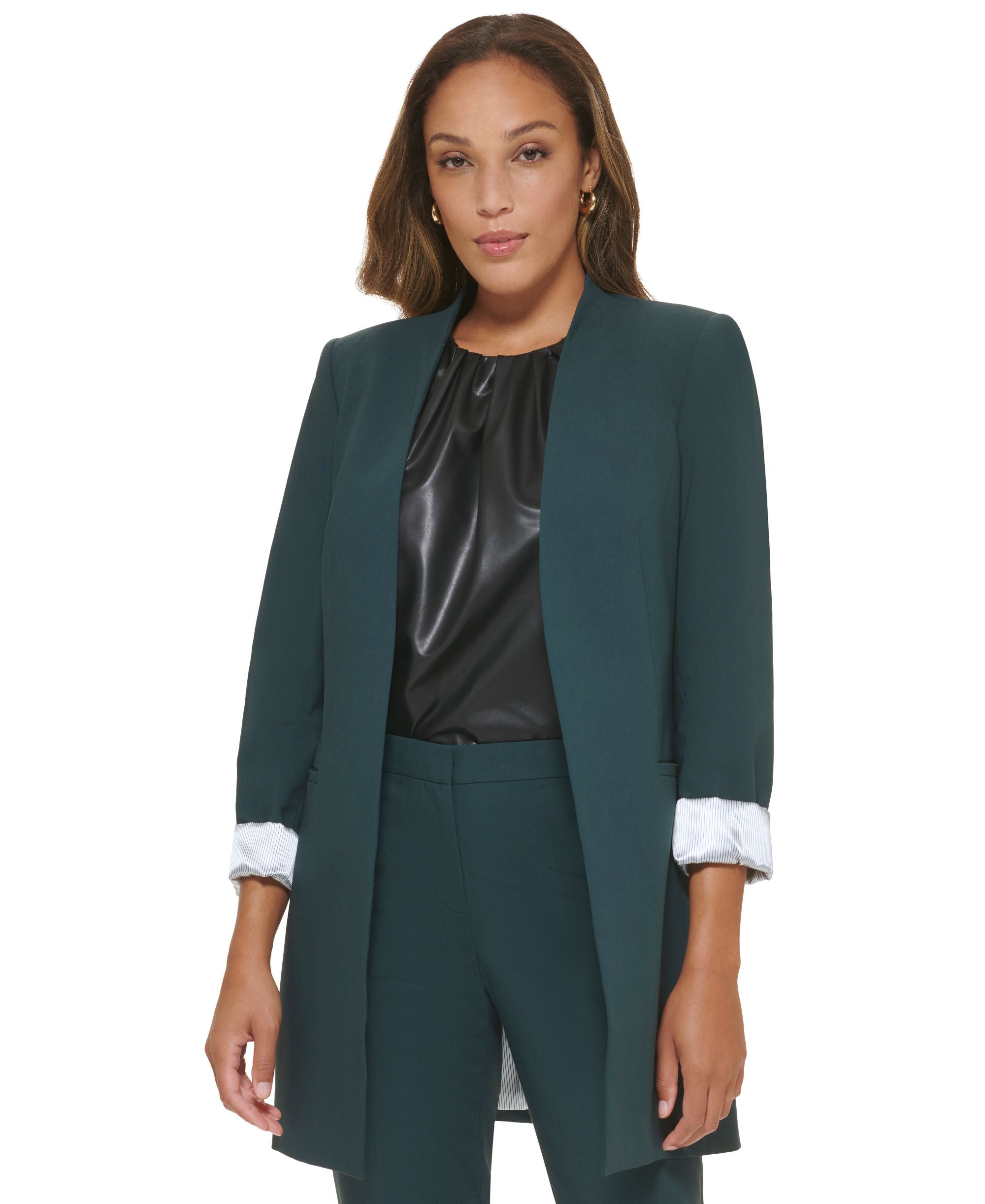 Women's Open Front Roll Sleeve Topper Jacket