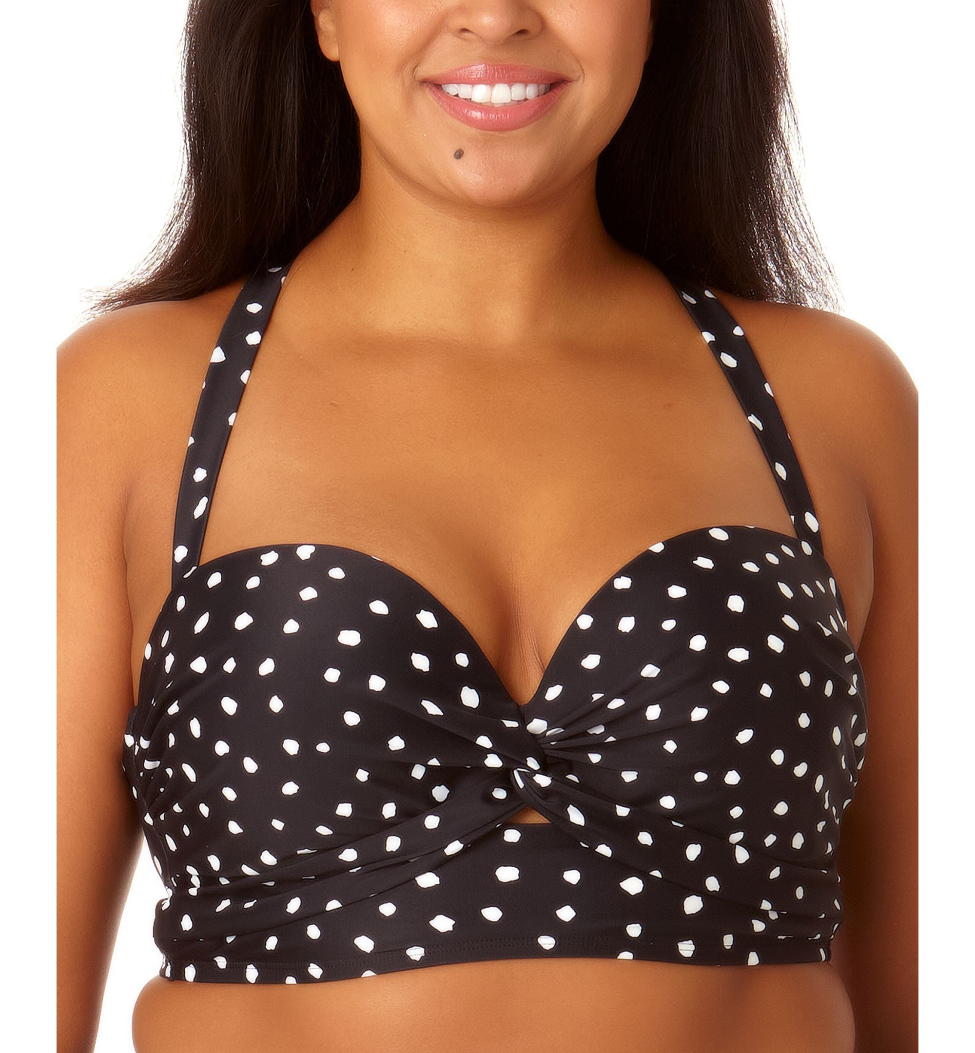 Salt + Cove Juniors' Plus Size Printed Twist-Front Bra-Sized Bikini Top
