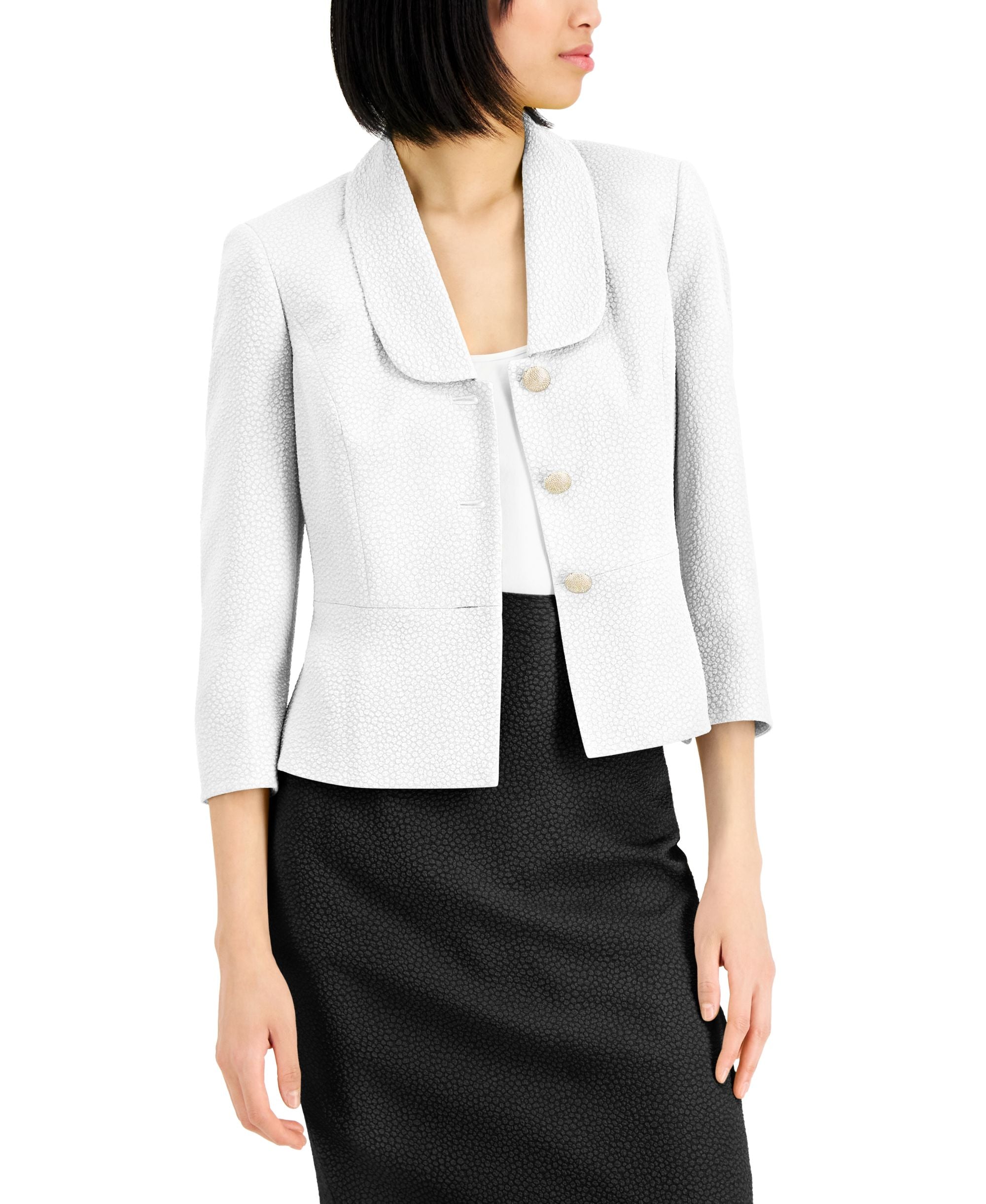 Kasper Petite Three-Button Peplum Jacket