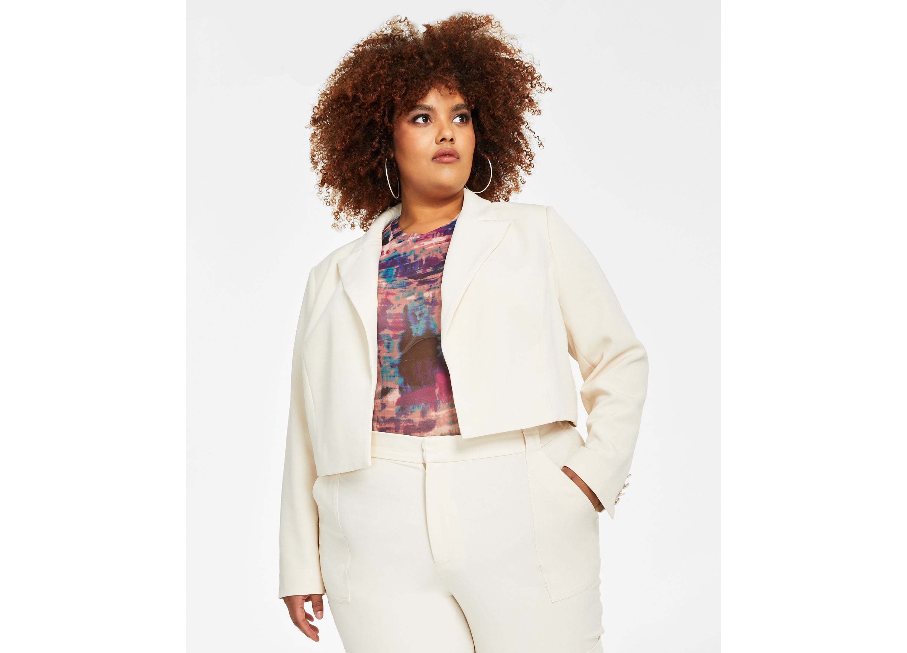 Trendy Plus Size Cropped Open-Front Blazer