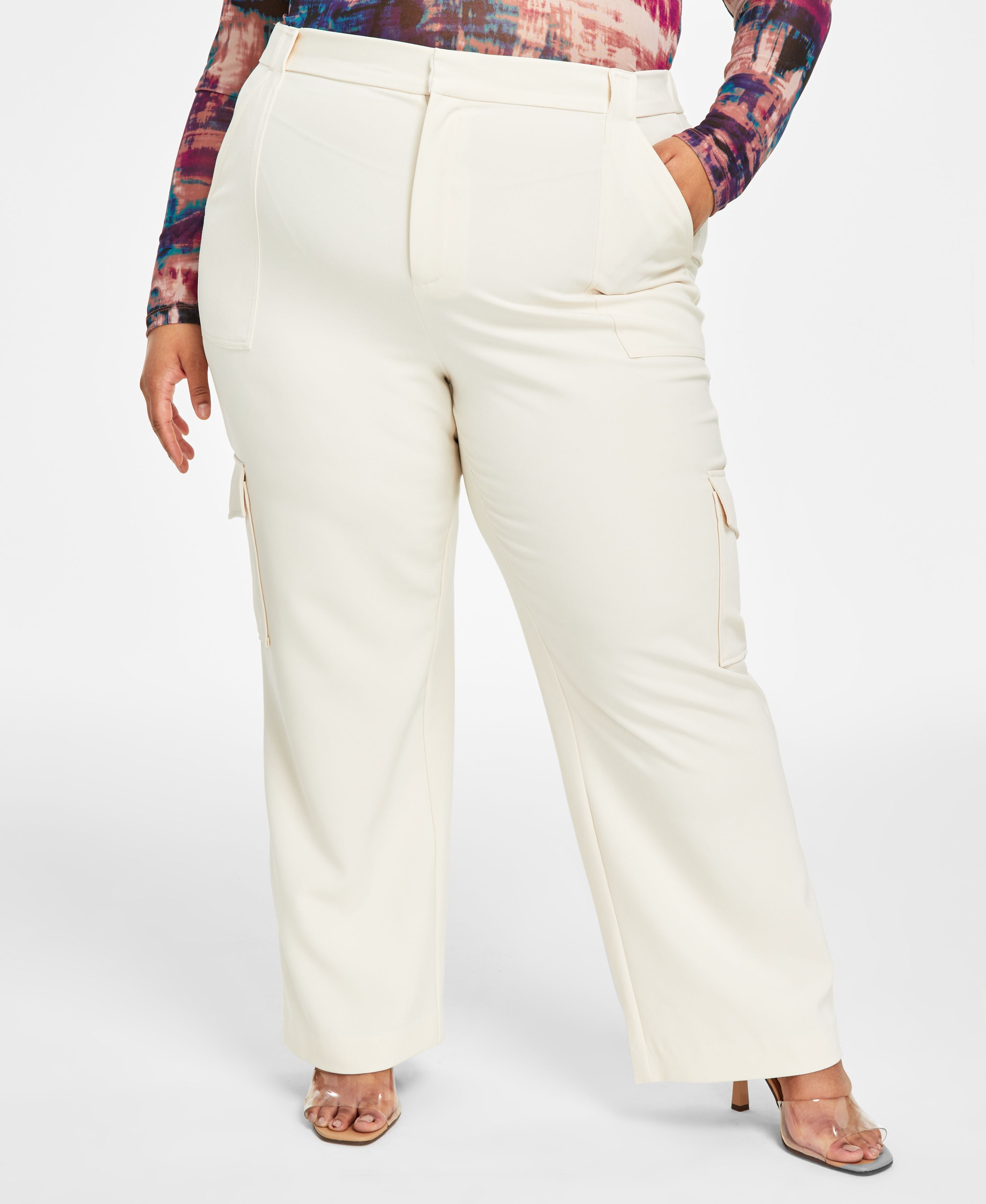 Trendy Plus Size Wide-Leg Utility Cargo Pants