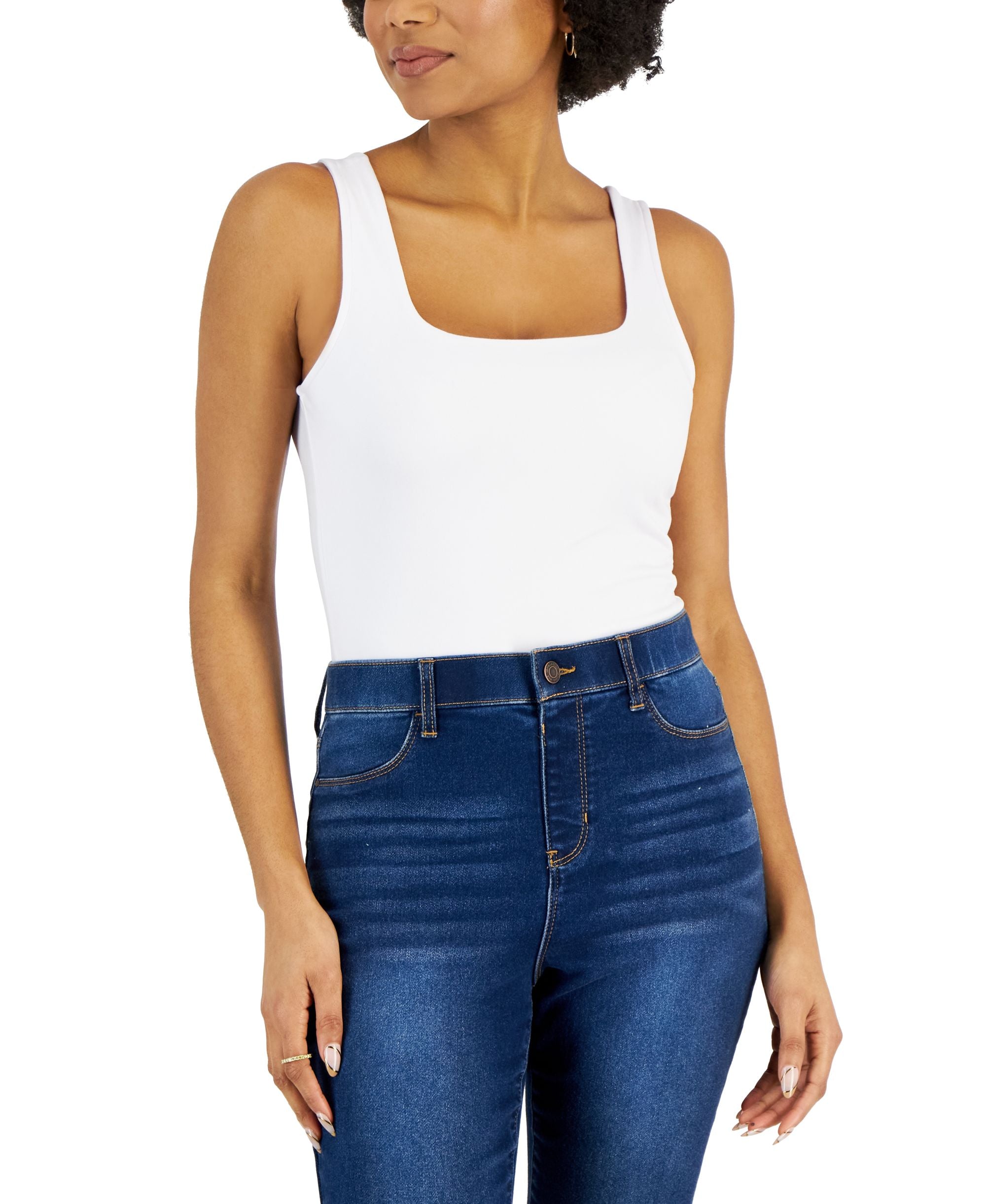 Juniors' Sleeveless Square-Neck Bodysuit