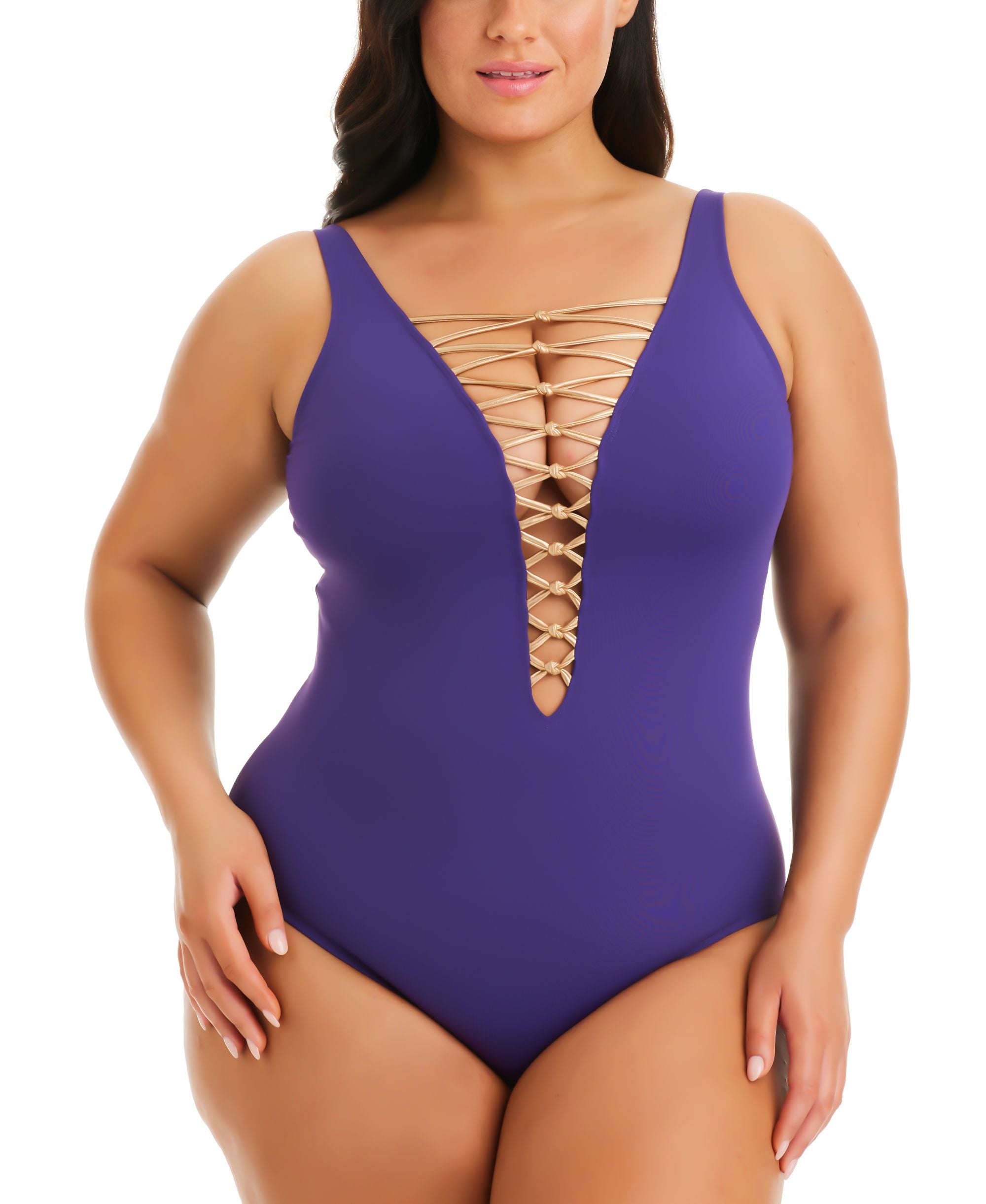 Plus Size Kore Lace-Up One-Piece Swimsuit