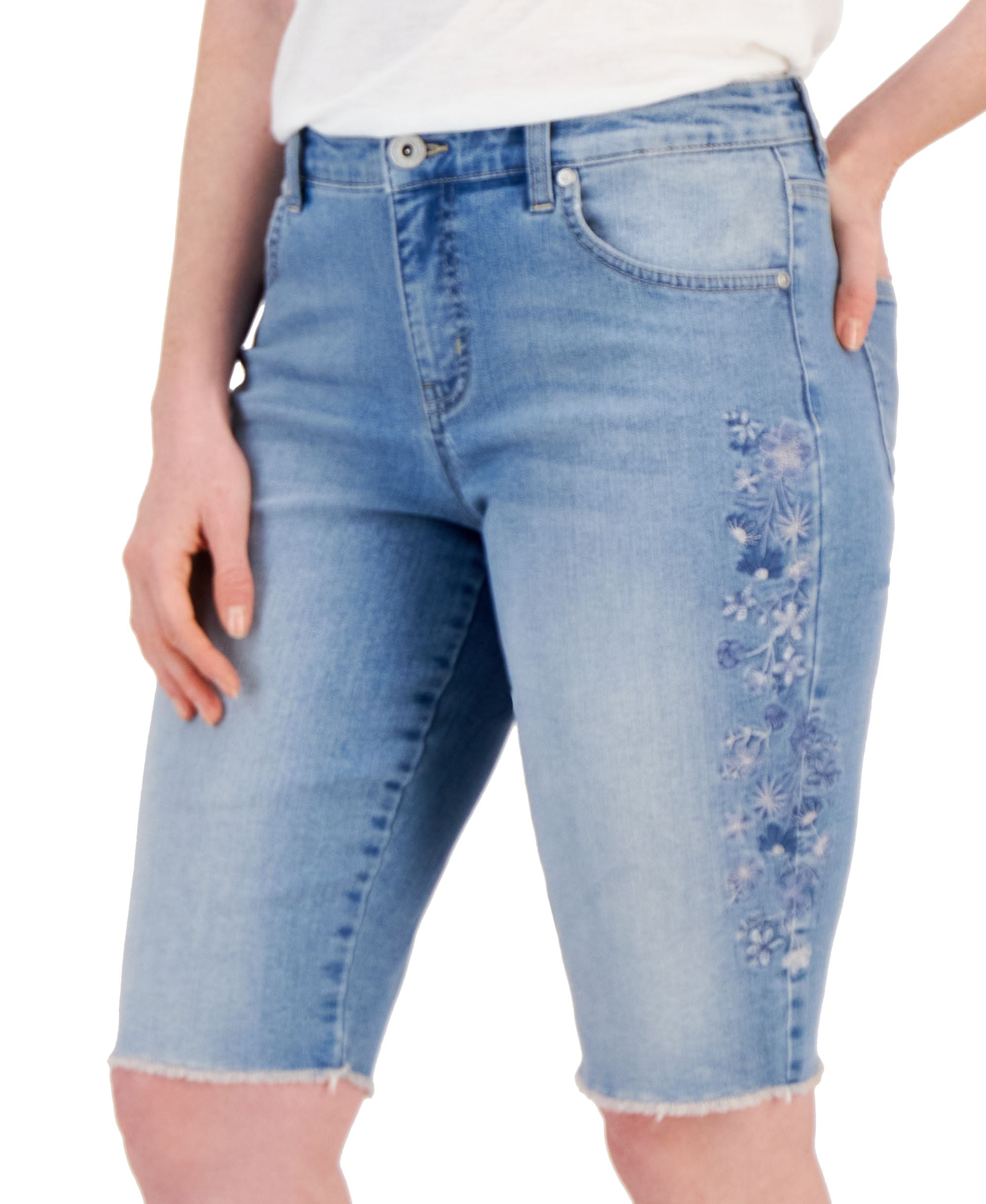 Women's Embroidered Denim Bermuda Short