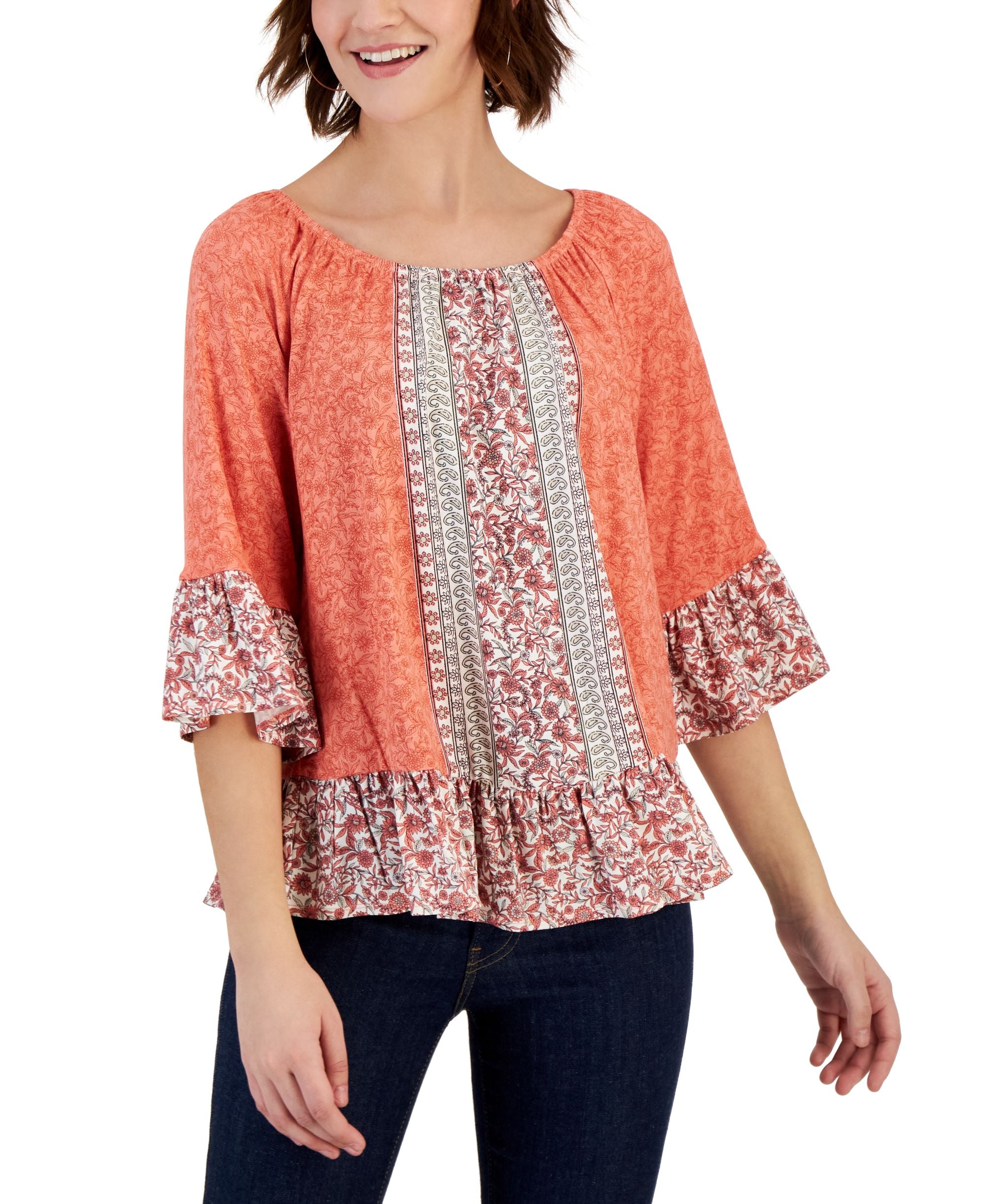 Petite Sunshine Floral On/Off the Shoulder Top