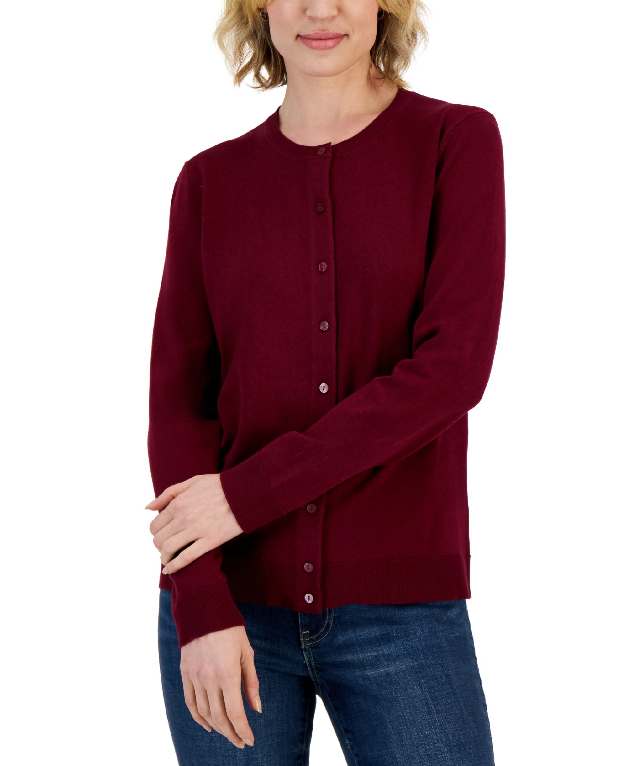 Karen Scott Crew Neck Cardigan