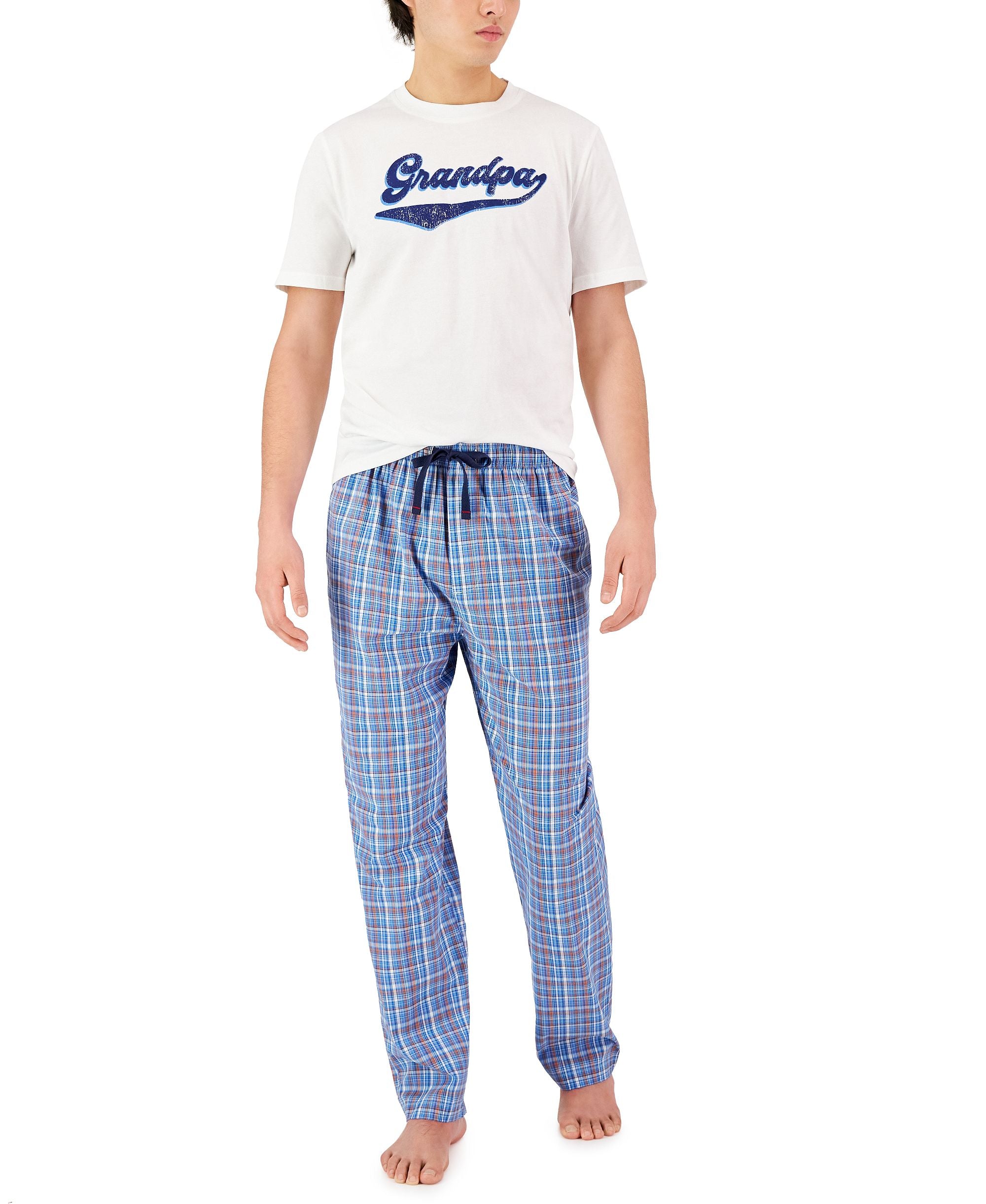 Men's 'Grandpa' Top & Plaid Pants 2-Pc. Pajama Set