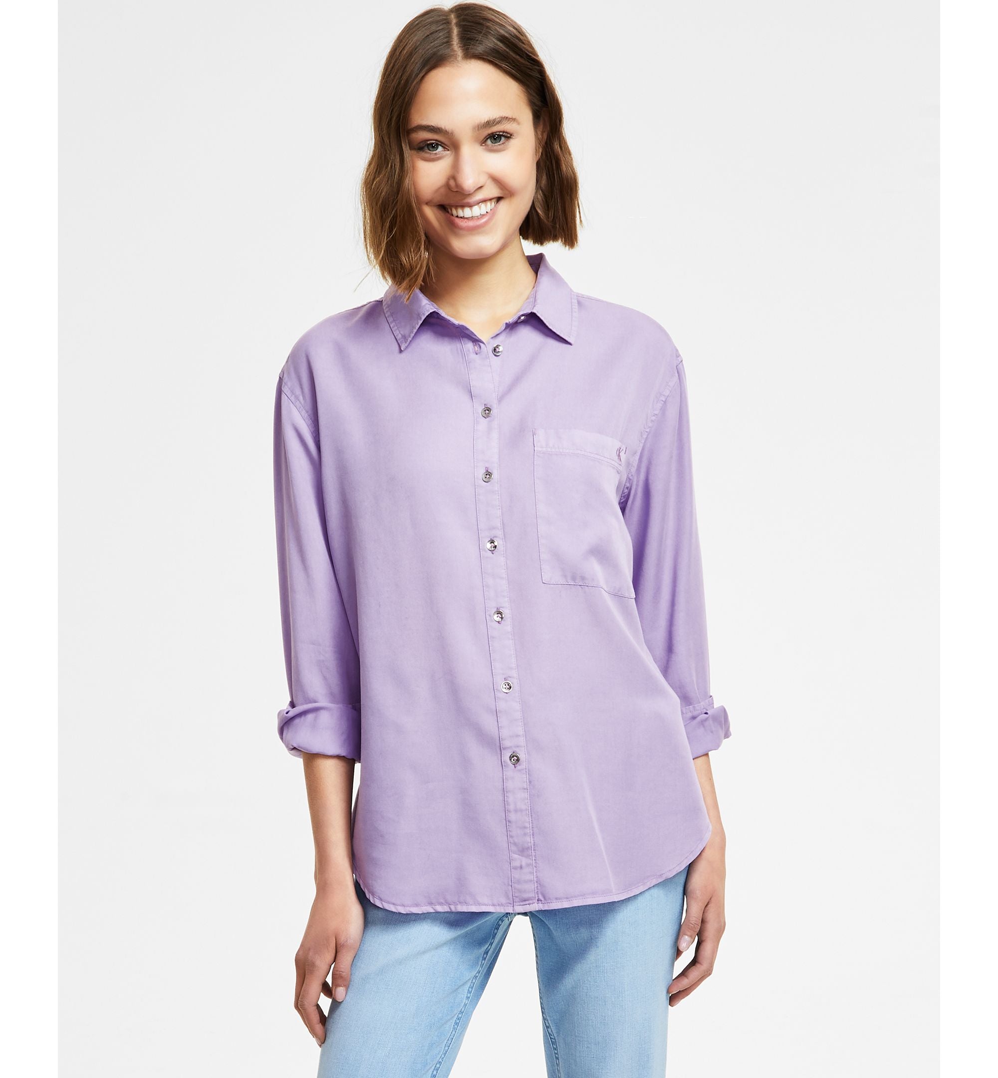 Women's Button-Front Boyfriend Shirt