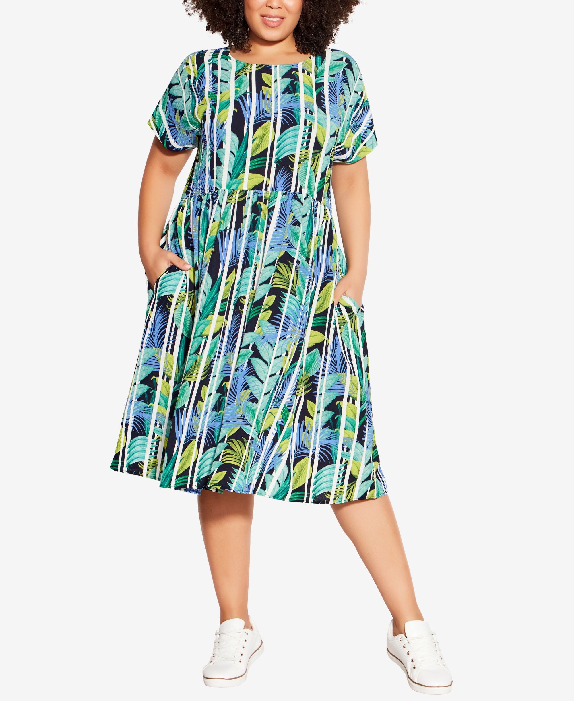 Plus Size Doll Up Print Dress