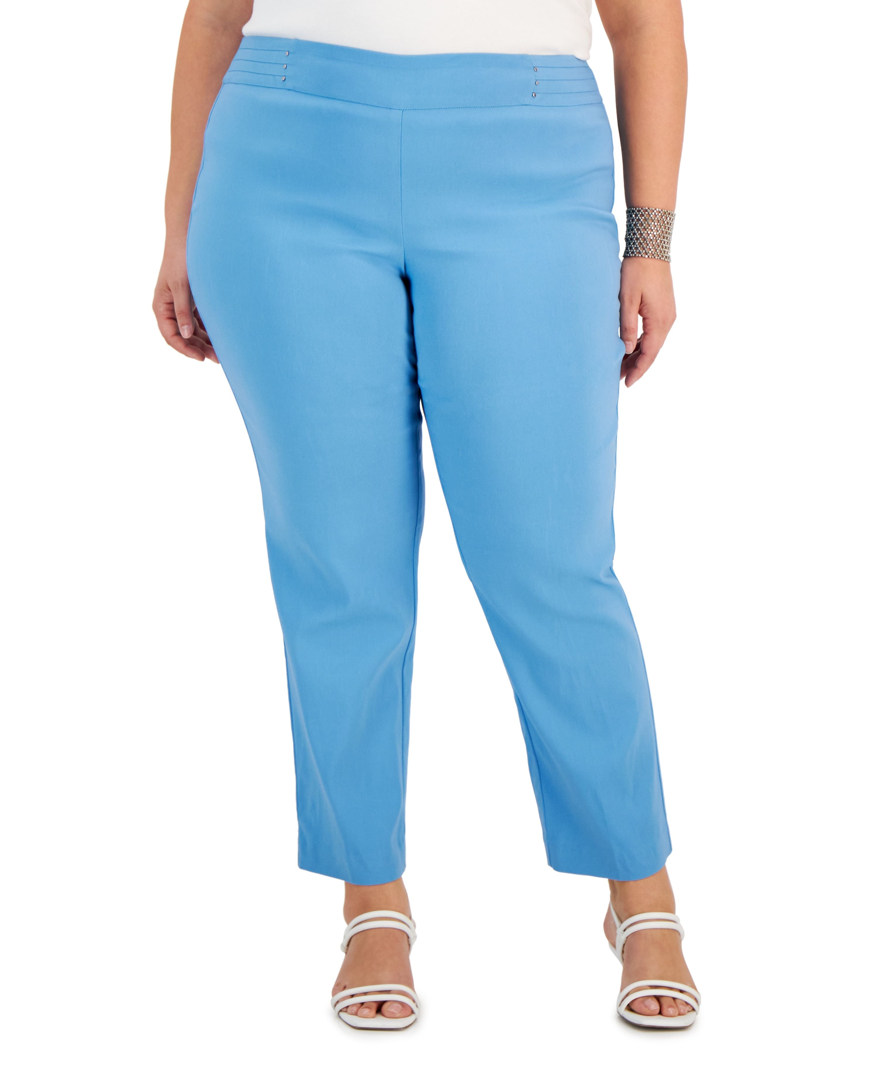 Plus Size Tummy Control Pull-On Slim-Leg Pants