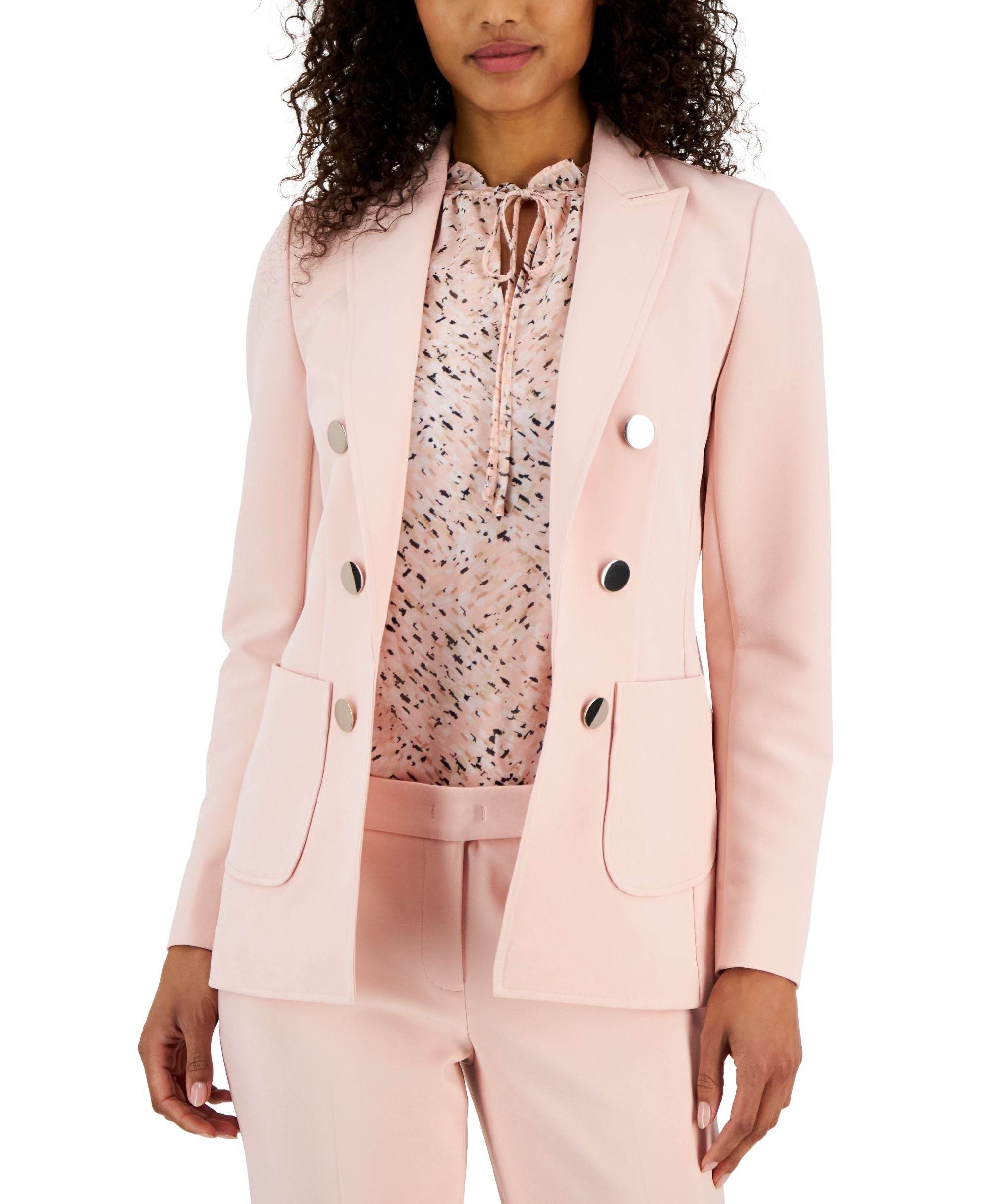 Women's Stretch Faux-Double-Breasted Jacket
