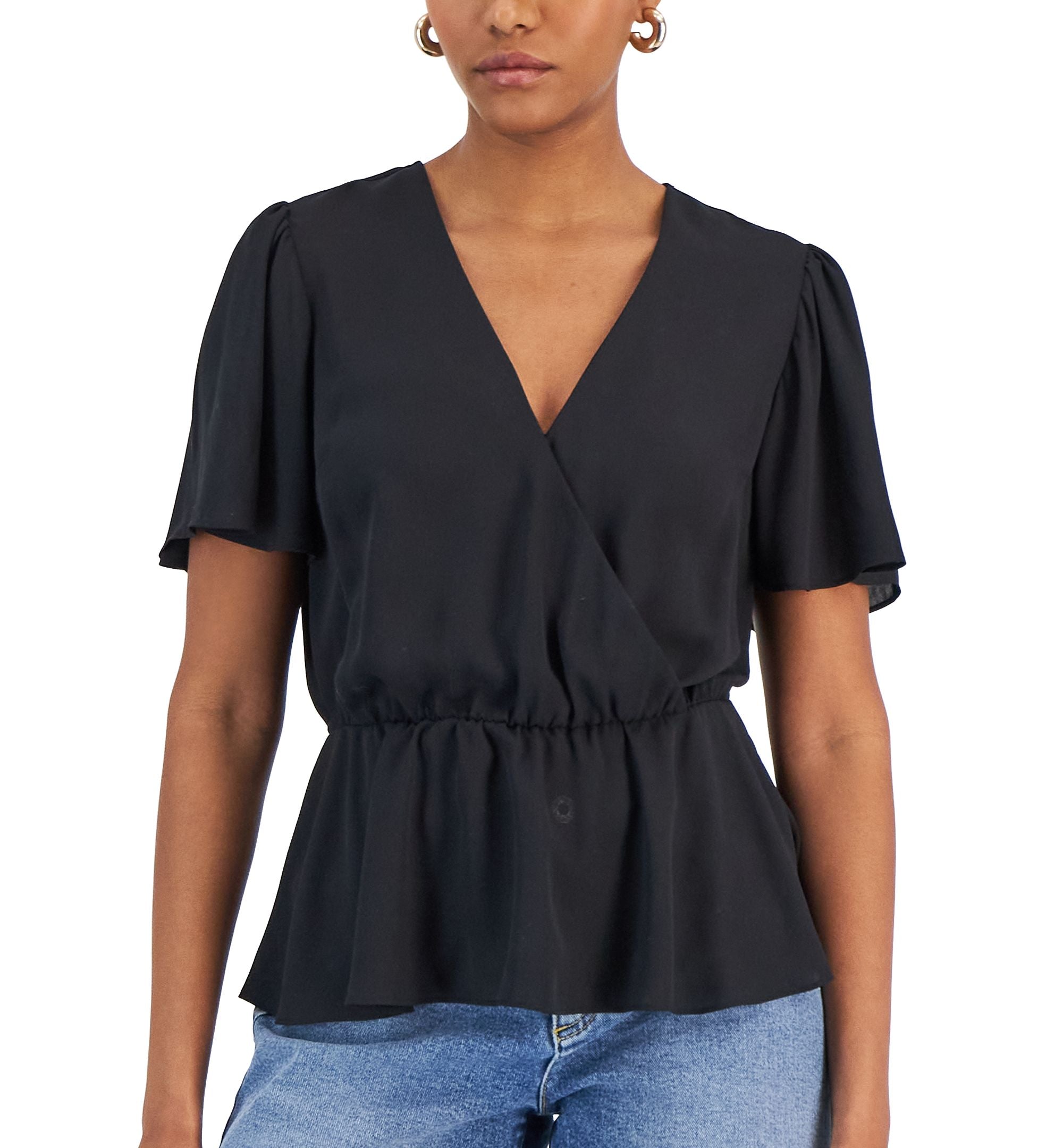 Women's Flutter Sleeve Ruffle Top