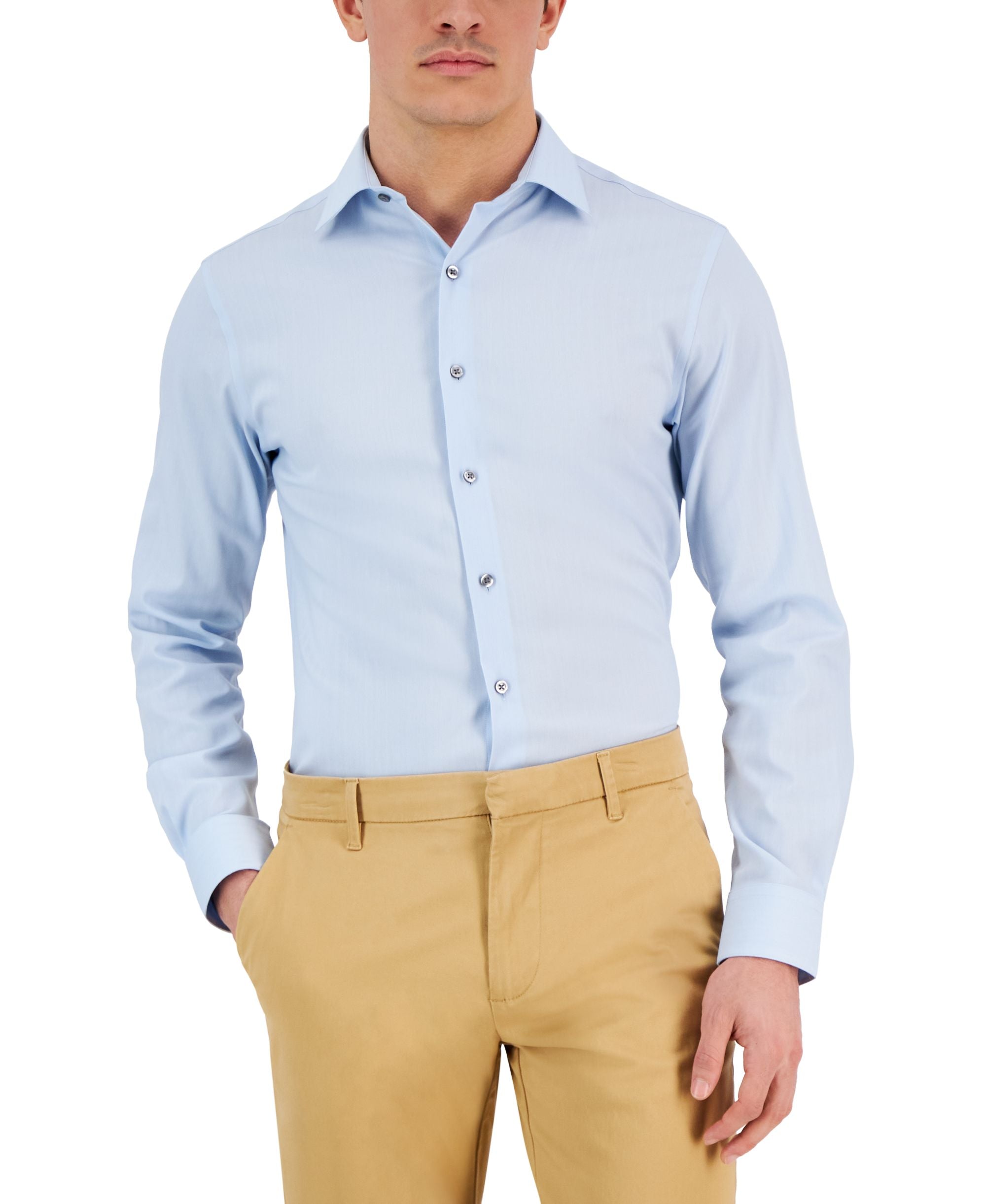 Men's Slim Fit Herringbone Dress Shirt