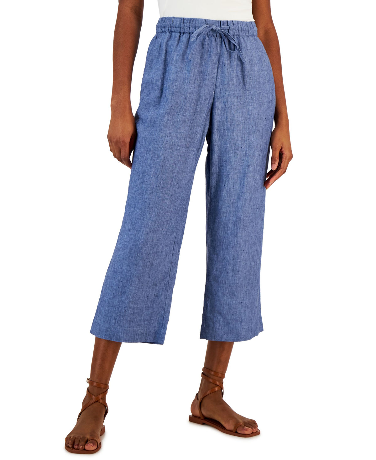 Women's Linen Capri Tie-Waist Pants