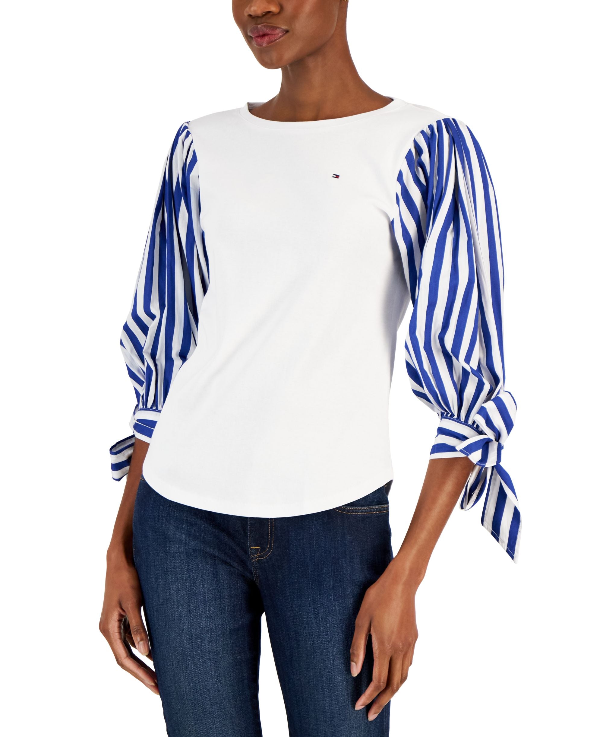 Women's Cotton Tied-Sleeve Top