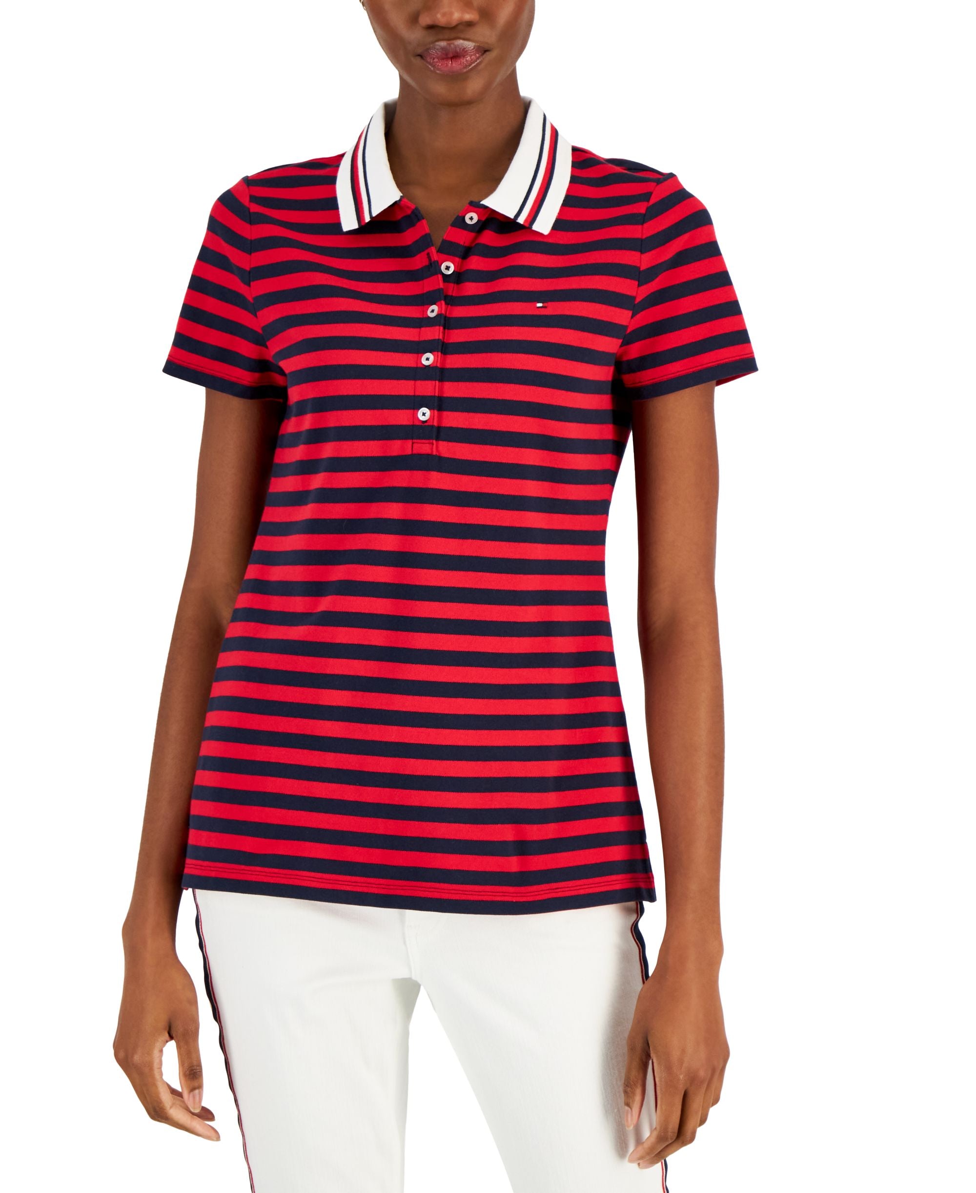 Women's Twin-Tipped Striped Polo Shirt