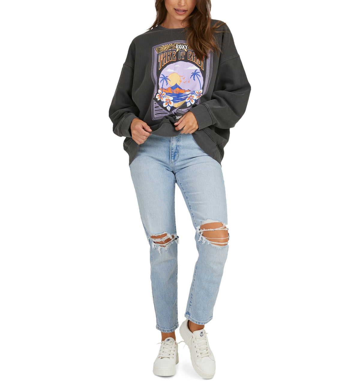 Juniors' Into The Night Graphic Crewneck Sweatshirt