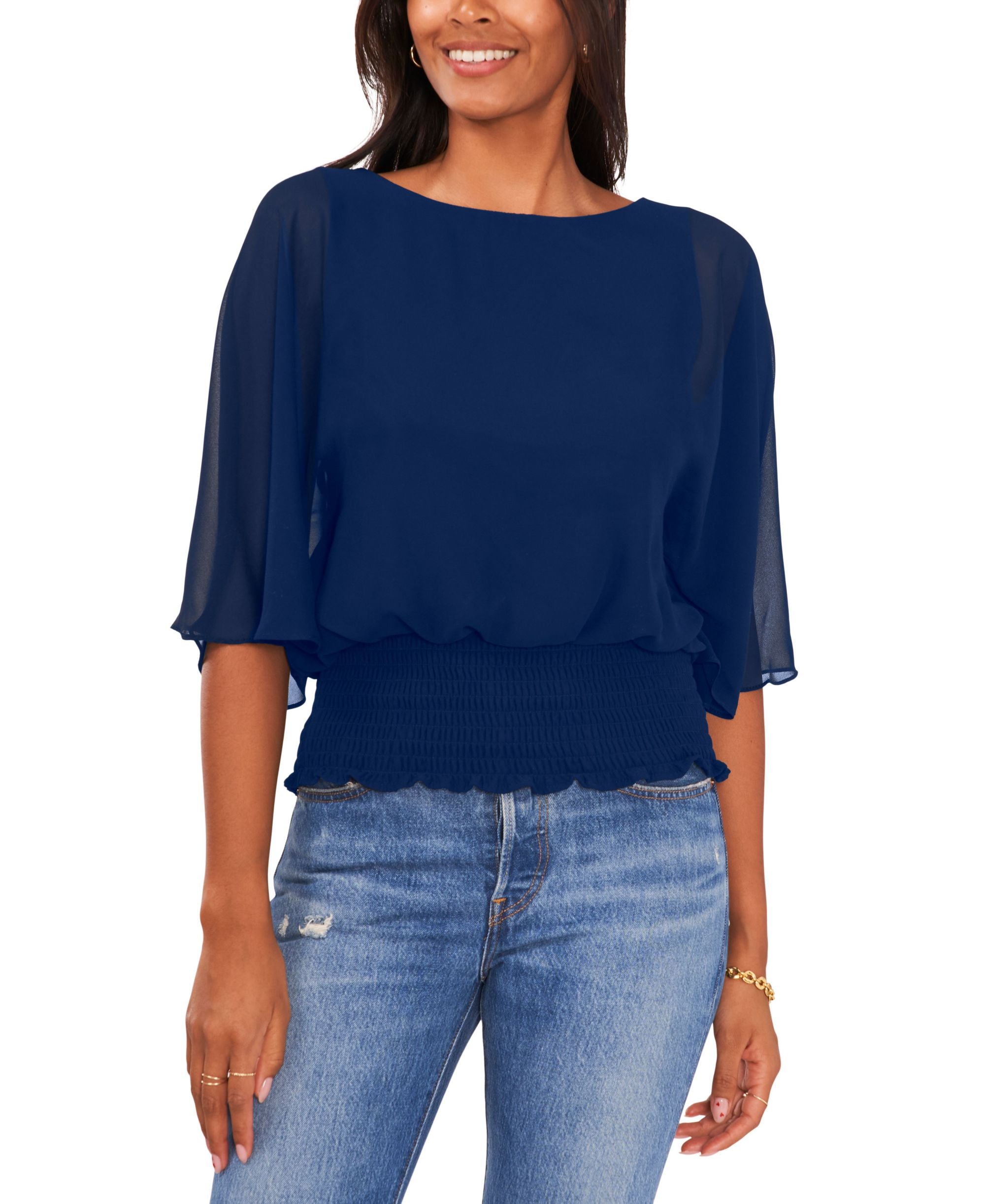 Sam Jess Printed Smocked Waist Top