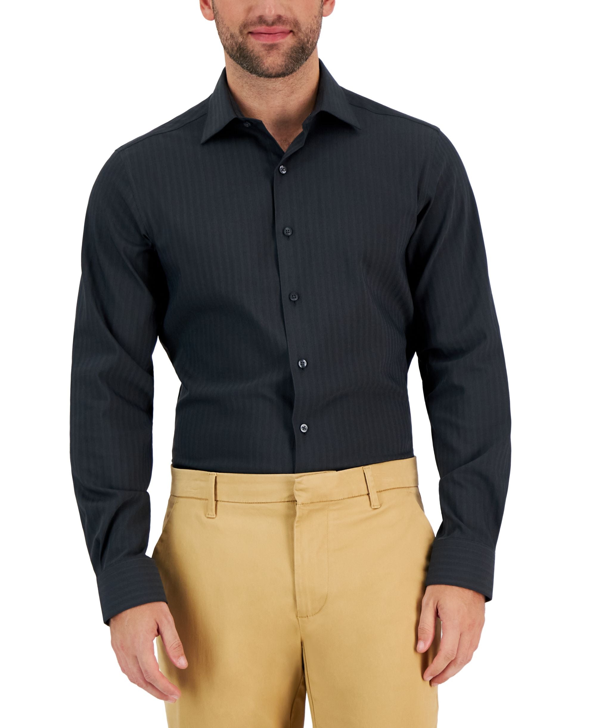 Men's Slim Fit Herringbone Dress Shirt