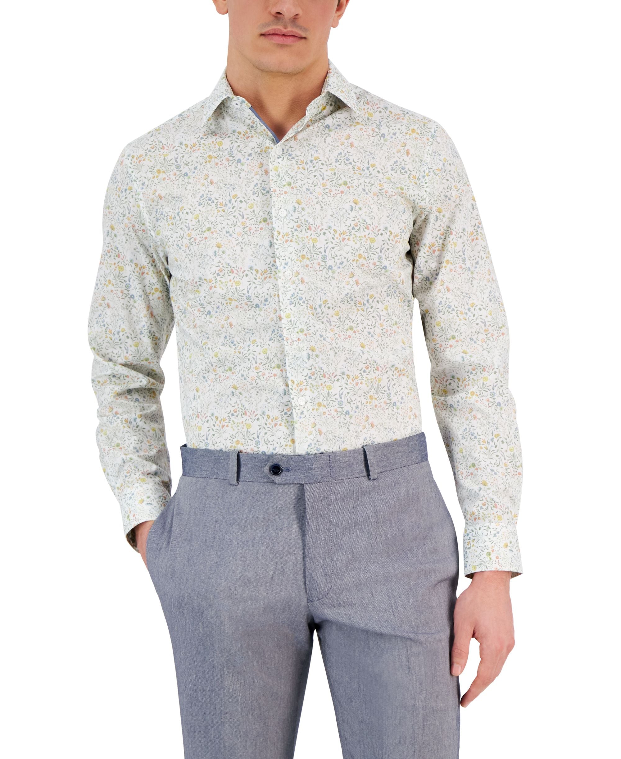 Men's Letty Slim-Fit Floral-Print Dress Shirt