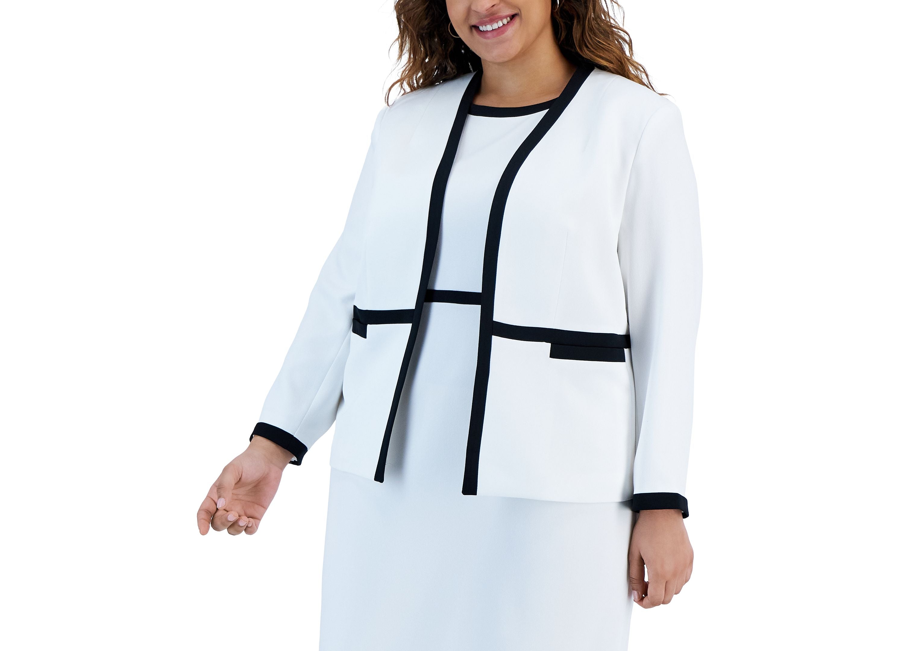 Plus Size Contrast-Frame Open-Front Blazer