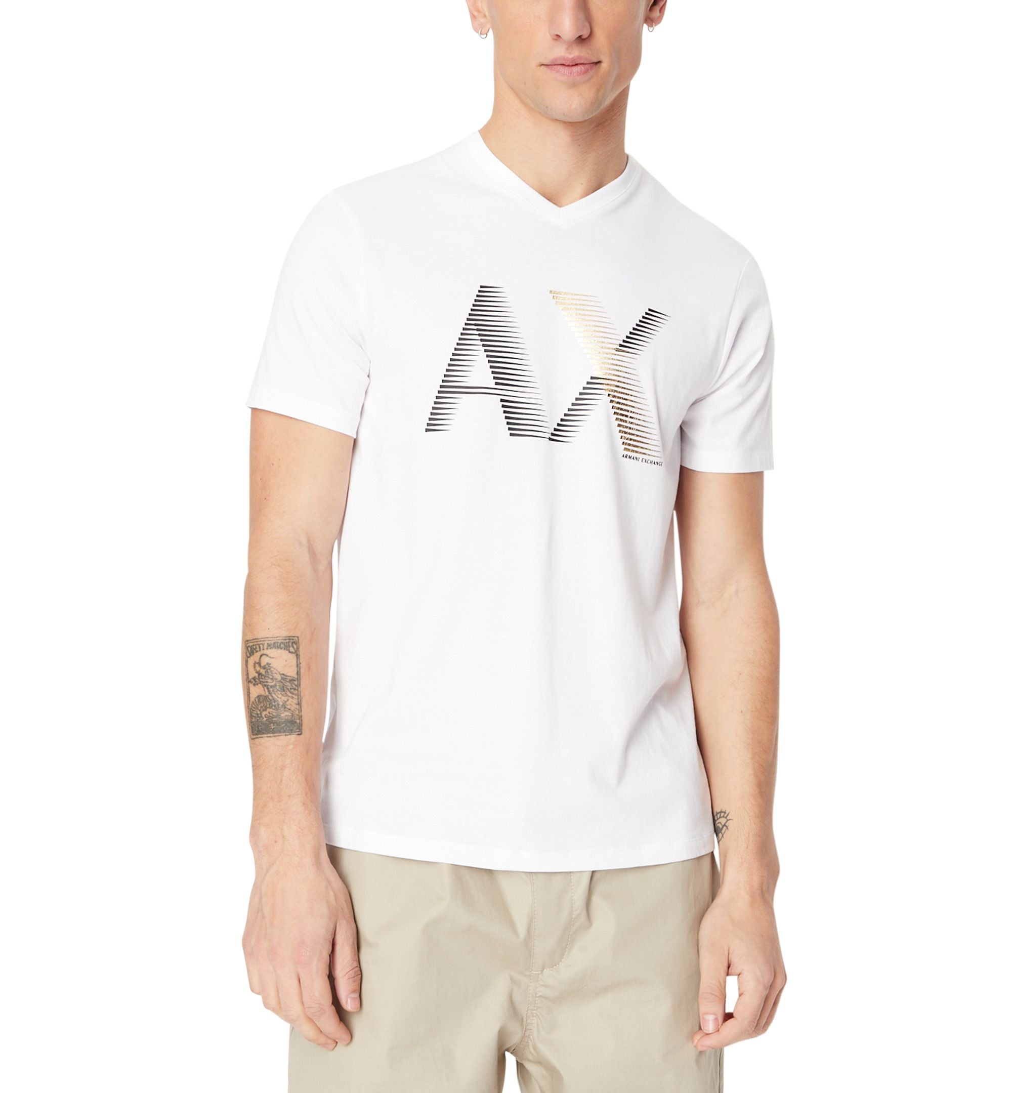 Men's V-Neck Short-Sleeve Metallic Logo T-Shirt