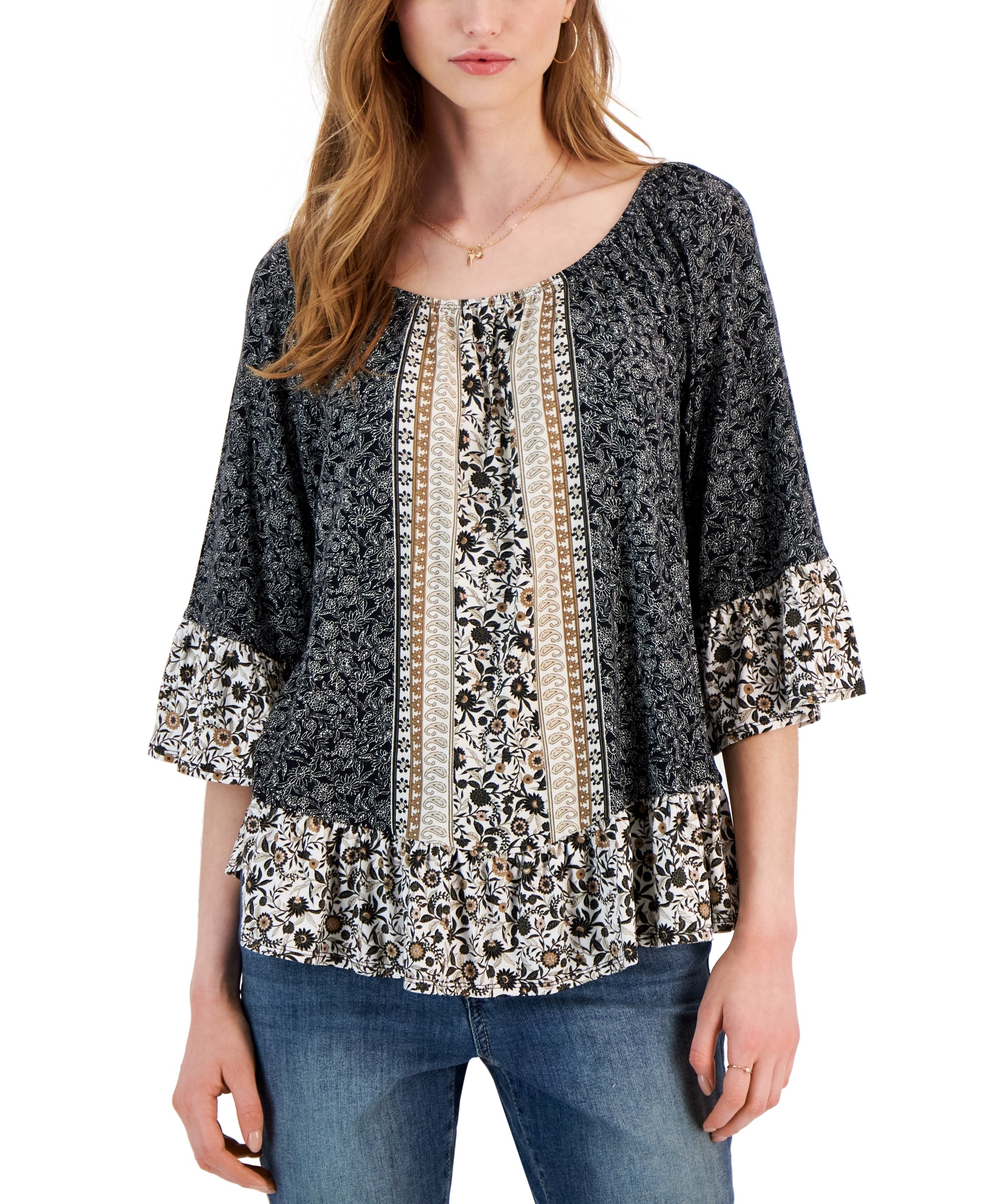 Petite Sunshine Floral On/Off the Shoulder Top