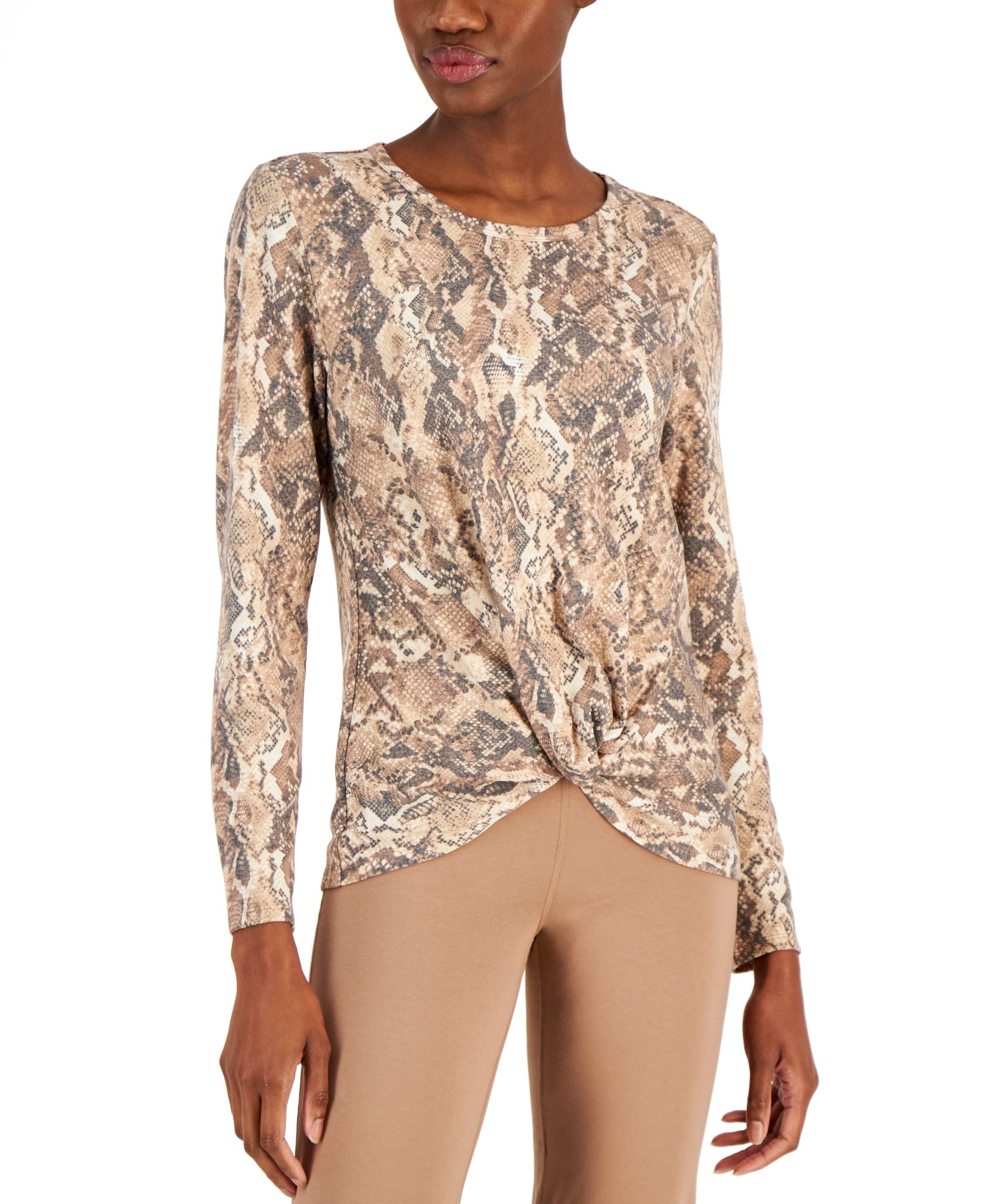 Women's Long-Sleeve Twist-Front Top