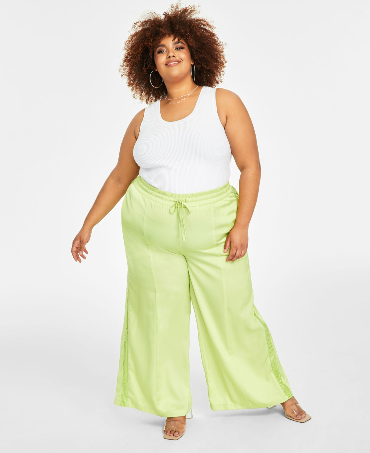 Trendy Plus Size Sequin-Stripe Wide-Leg Pants