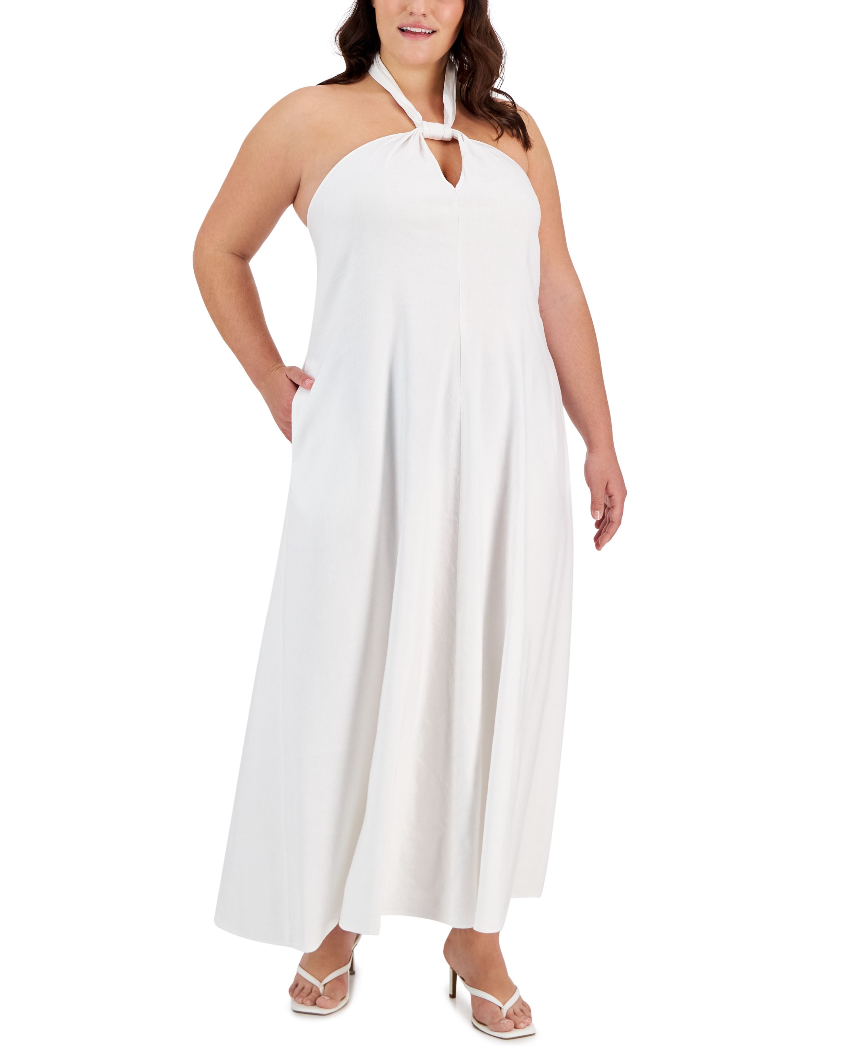 Plus Size Keyhole Halter-Neck Maxi Dress