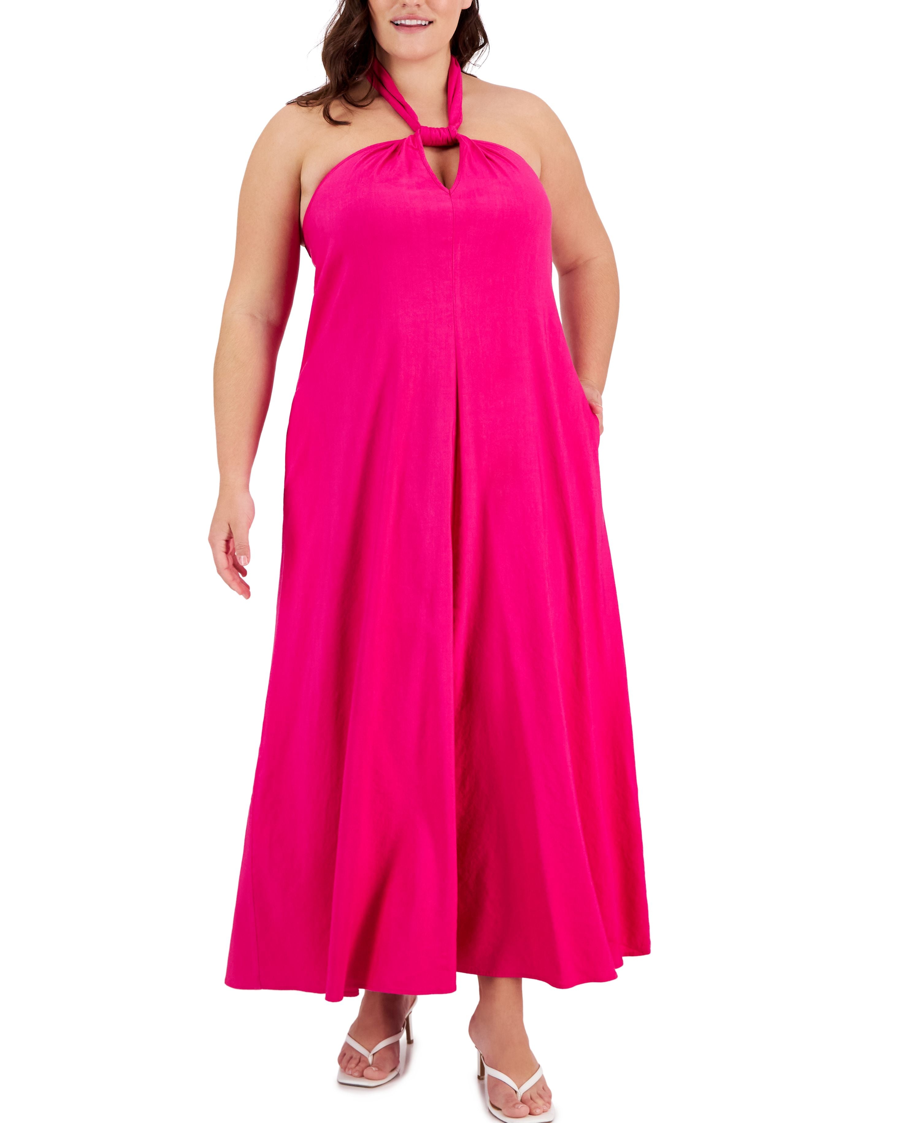 Plus Size Keyhole Halter-Neck Maxi Dress