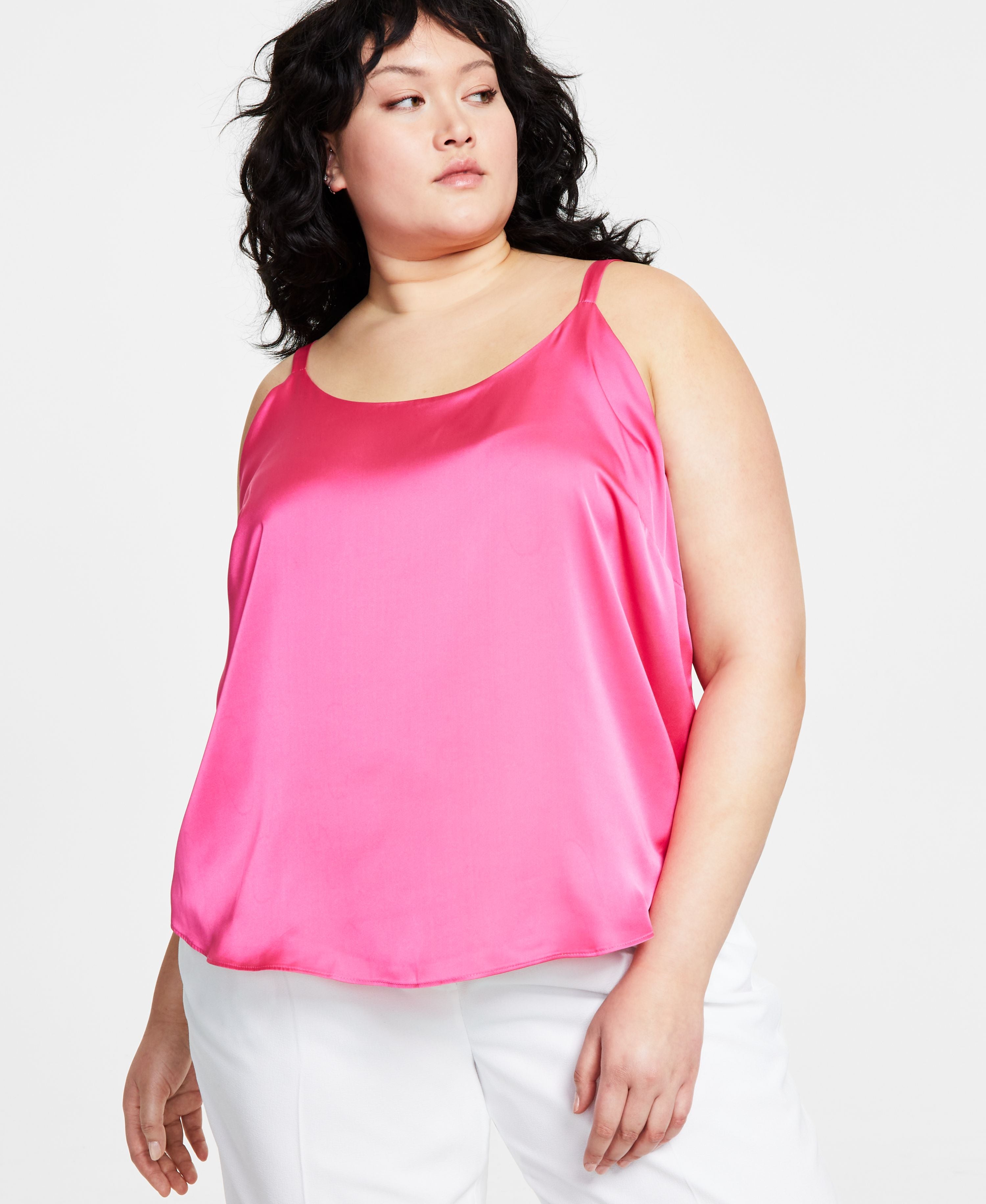 Plus Size Scoop-Neck Satin Camisole