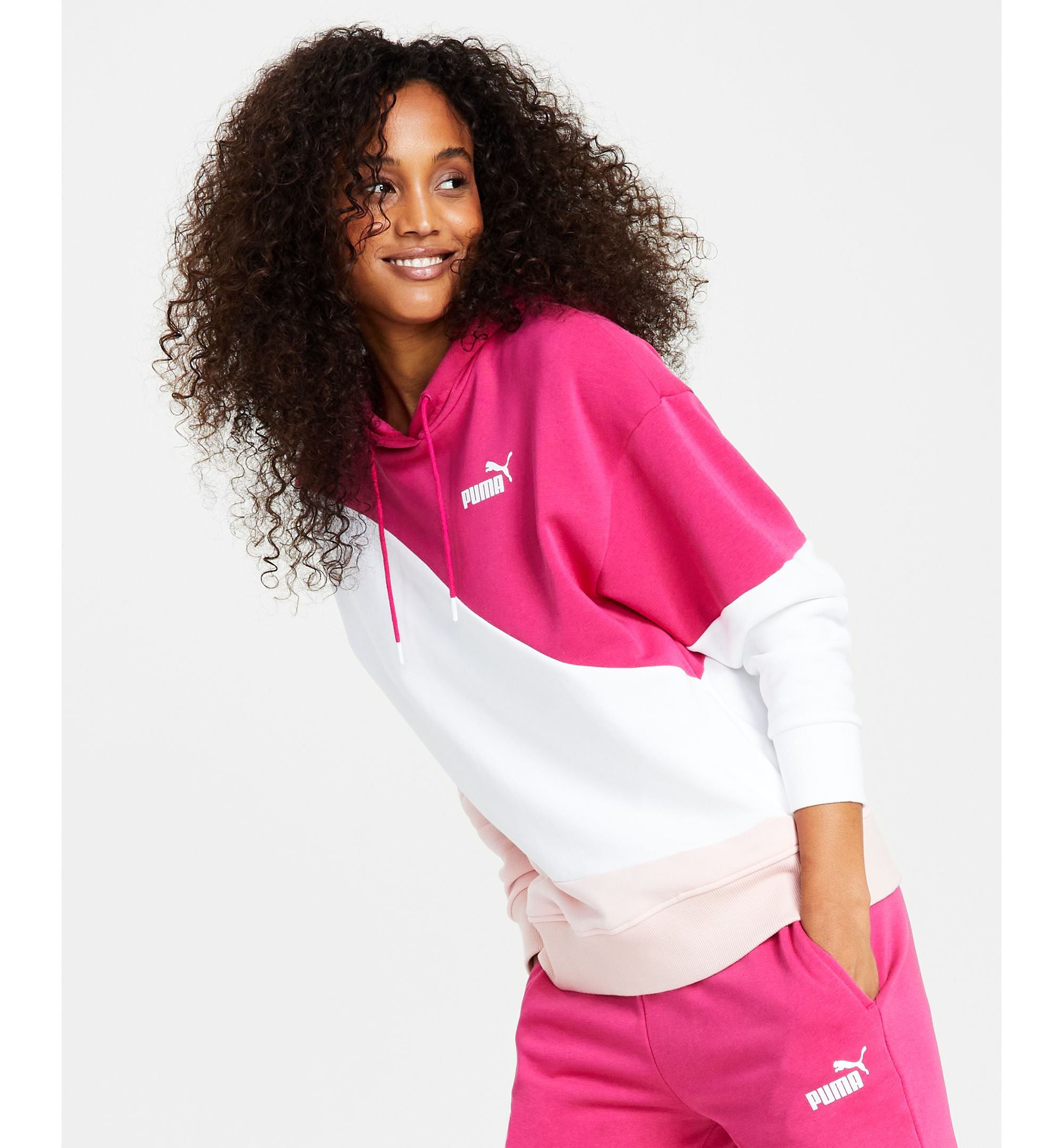Women's Pink Swirl Long-Sleeve Hooded Fleece Sweatshirt
