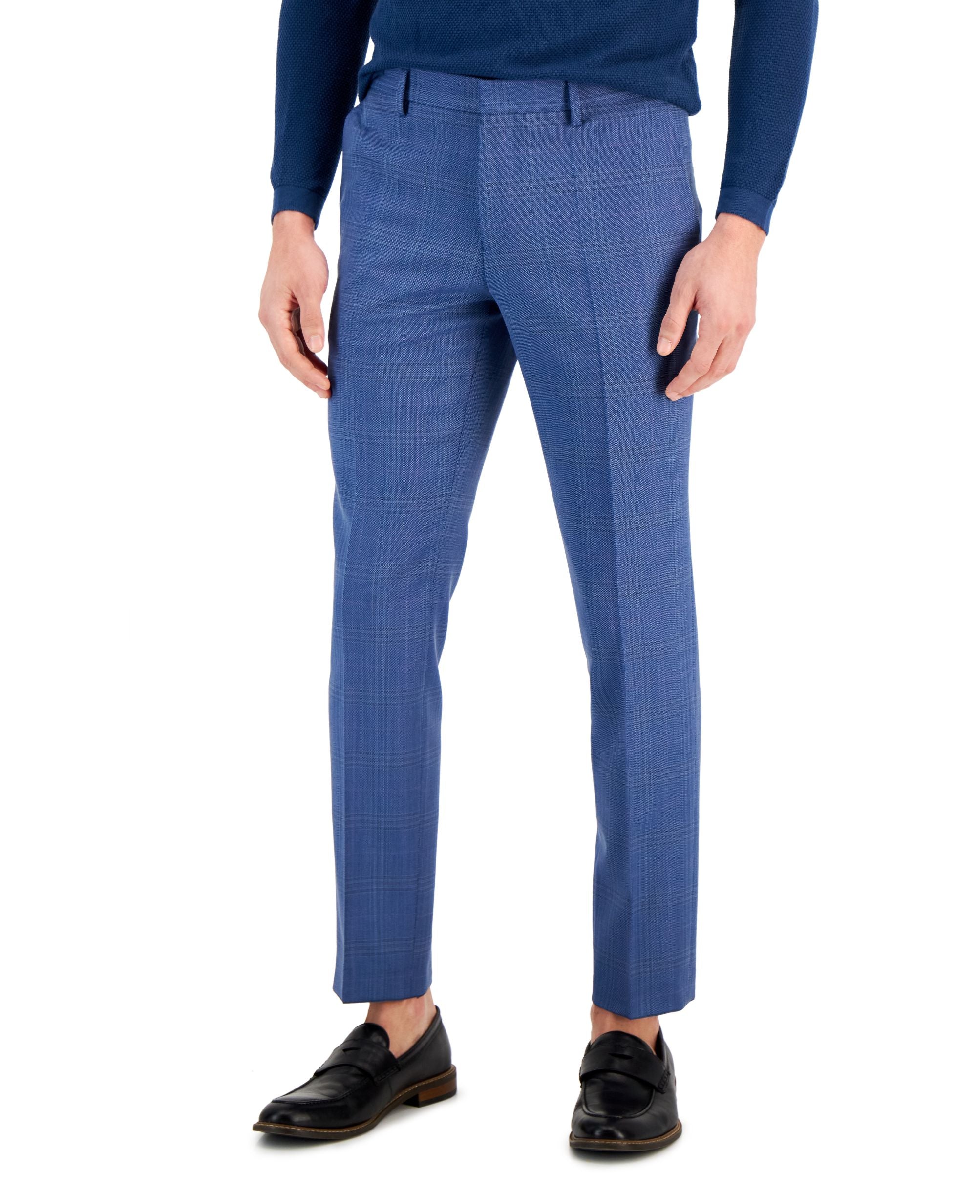 Men's Slim-Fit Plaid Superflex Suit Pants