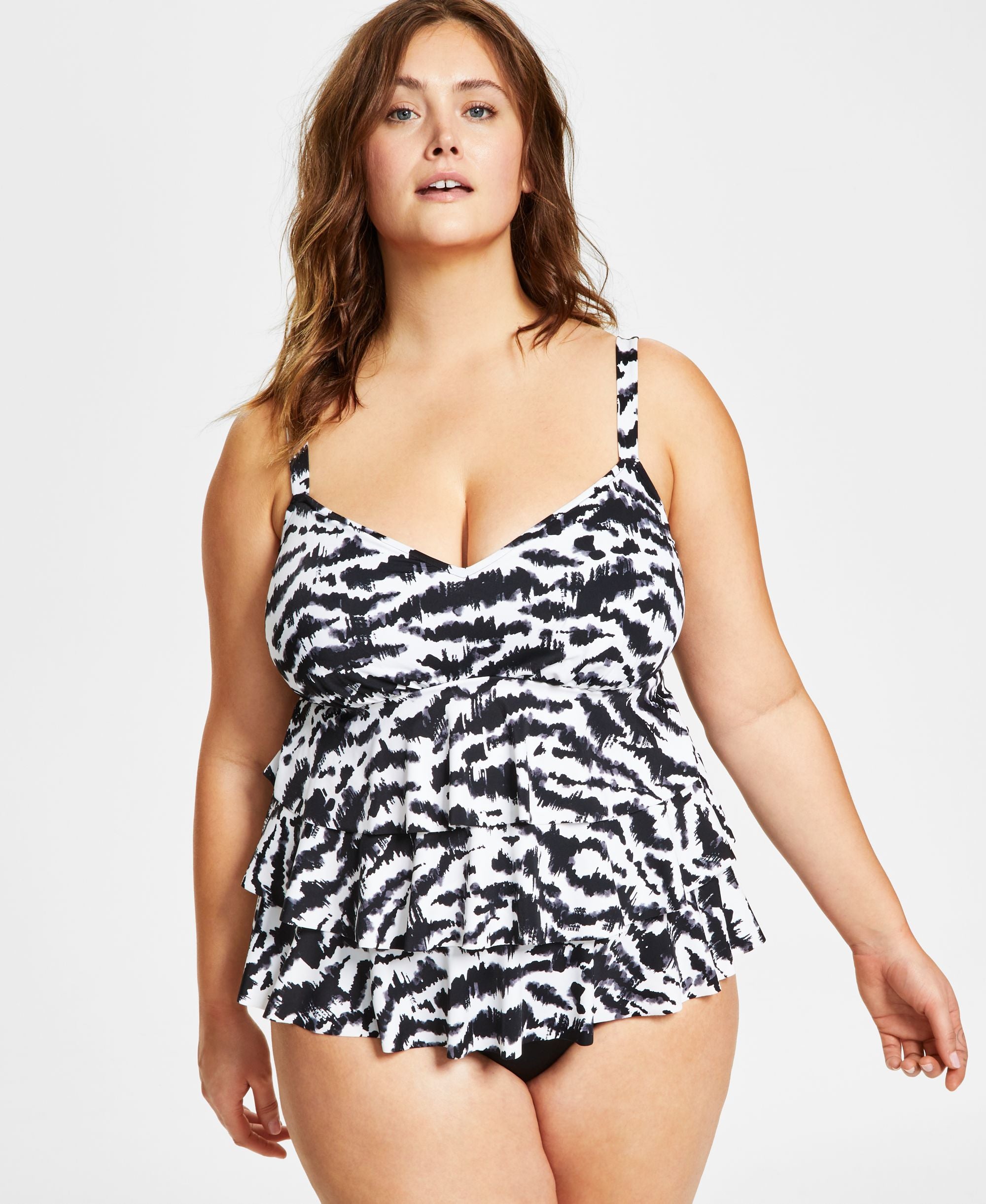 Plus Size Tummy Control Triple Tier Fauxkini