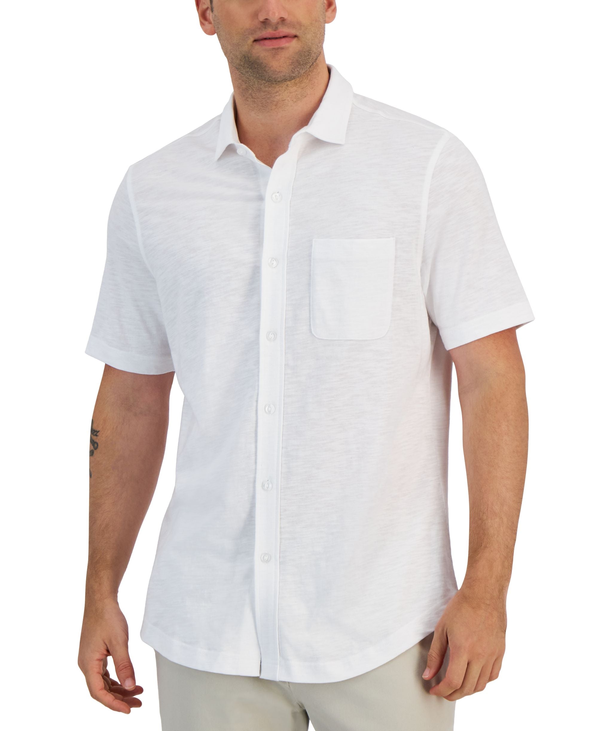 Men's Regular-Fit Textured-Knit Shirt