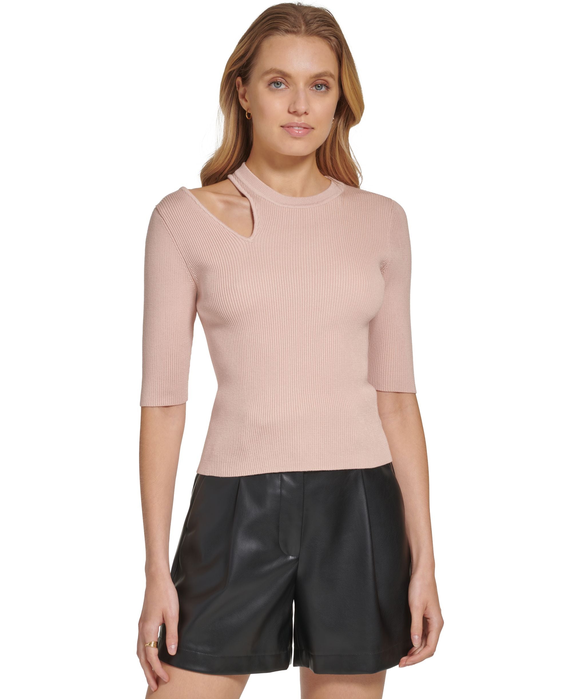 Women's Shoulder-Cutout Elbow-Sleeve Sweater