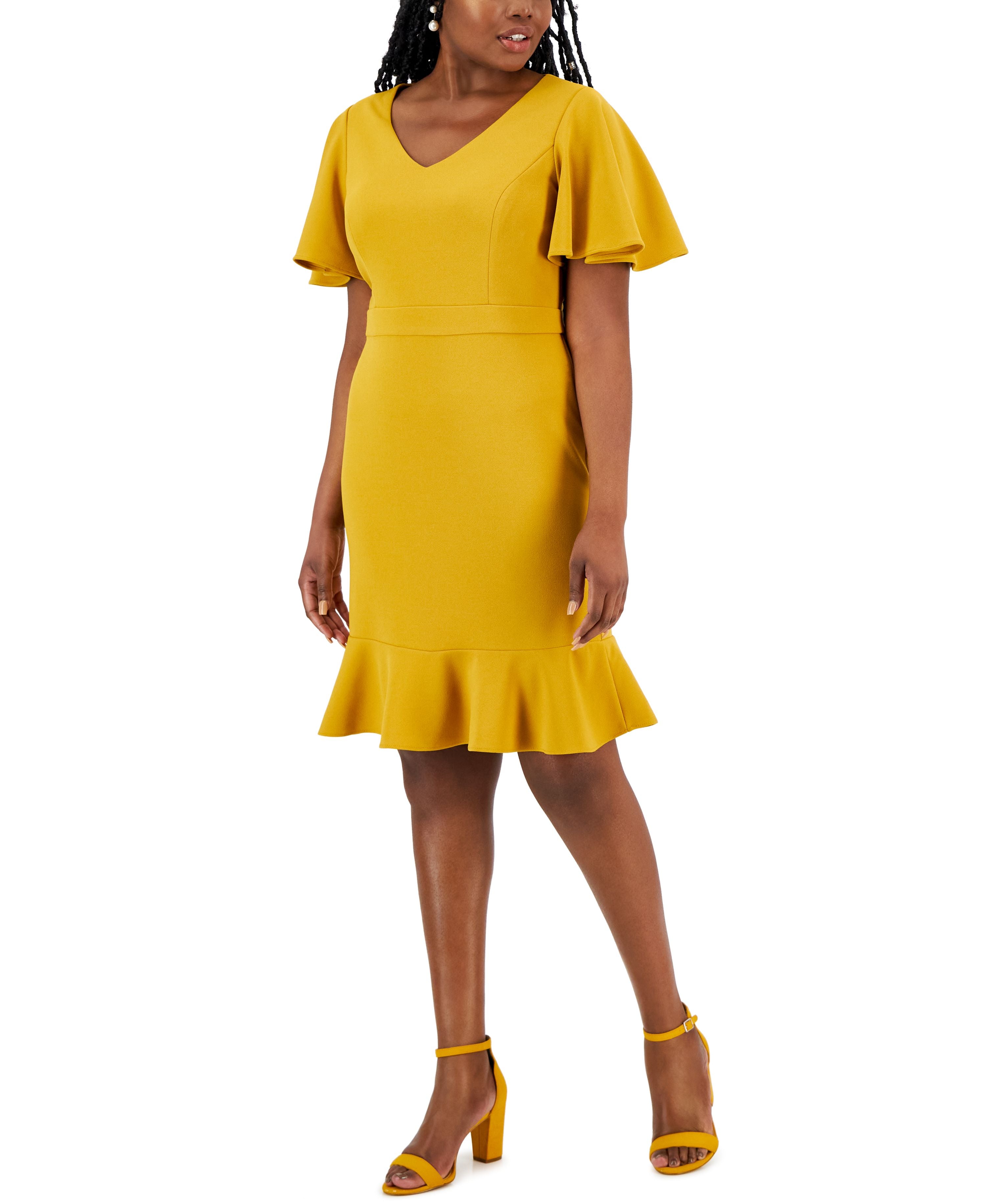 Women's Flutter-Sleeve Sheath Dress