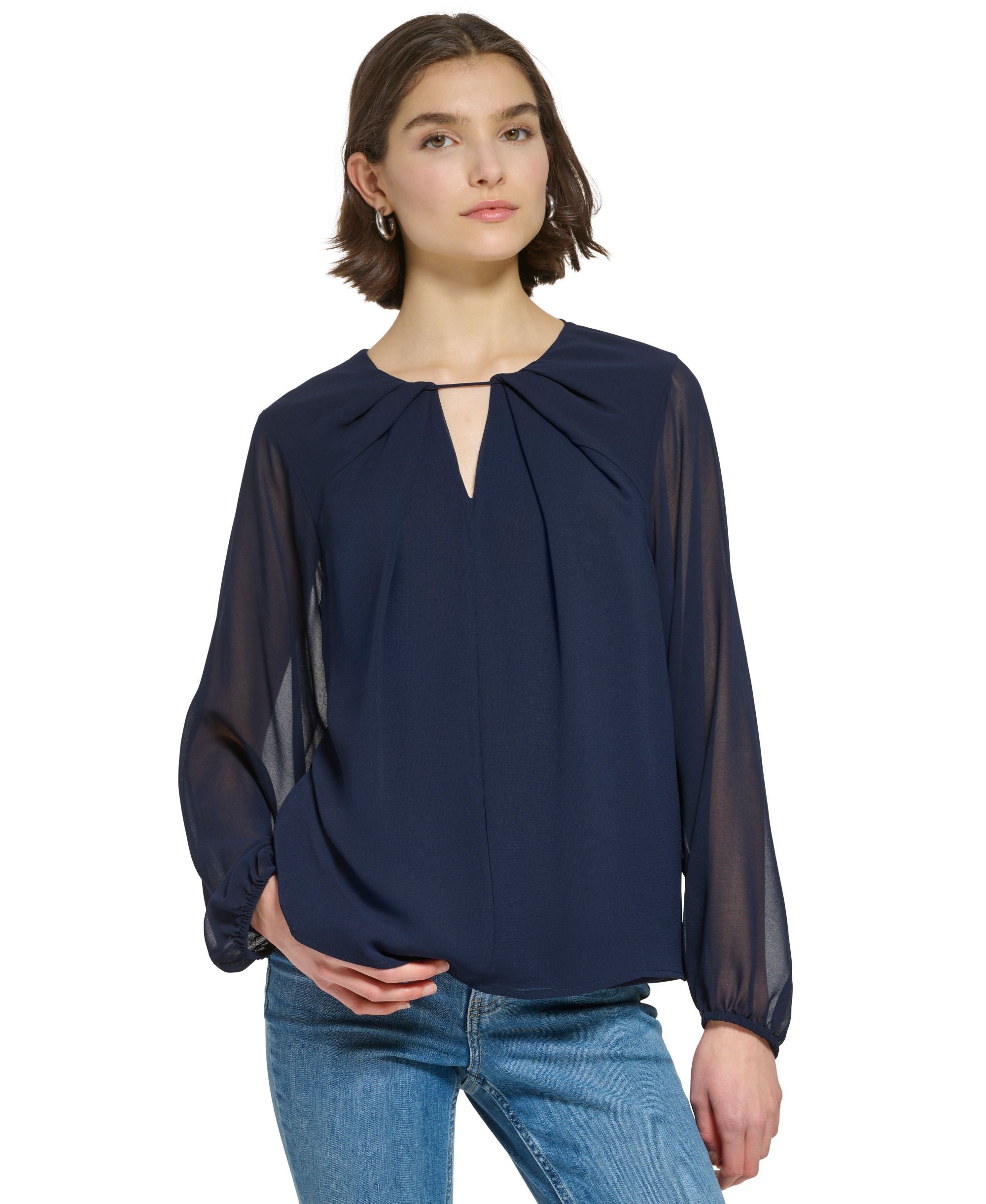 Women's Keyhole-Neck Blouse