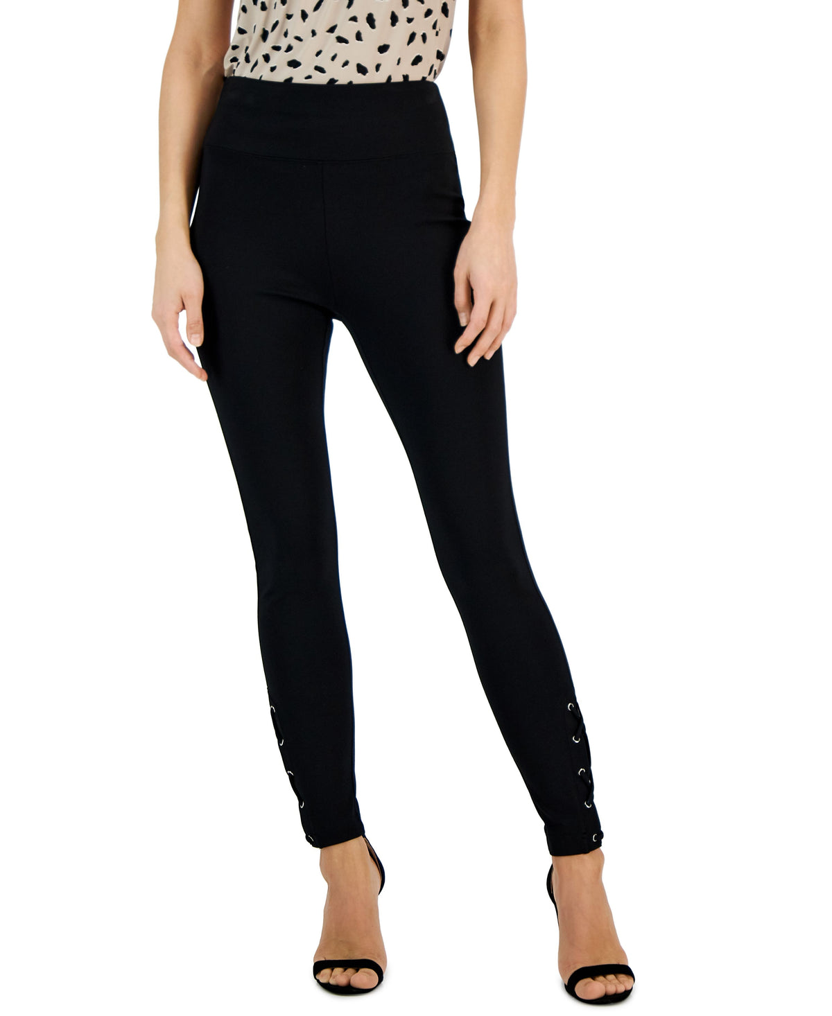 Women's Pull-On Ponte Lace-Up-Cuff Skinny Pants