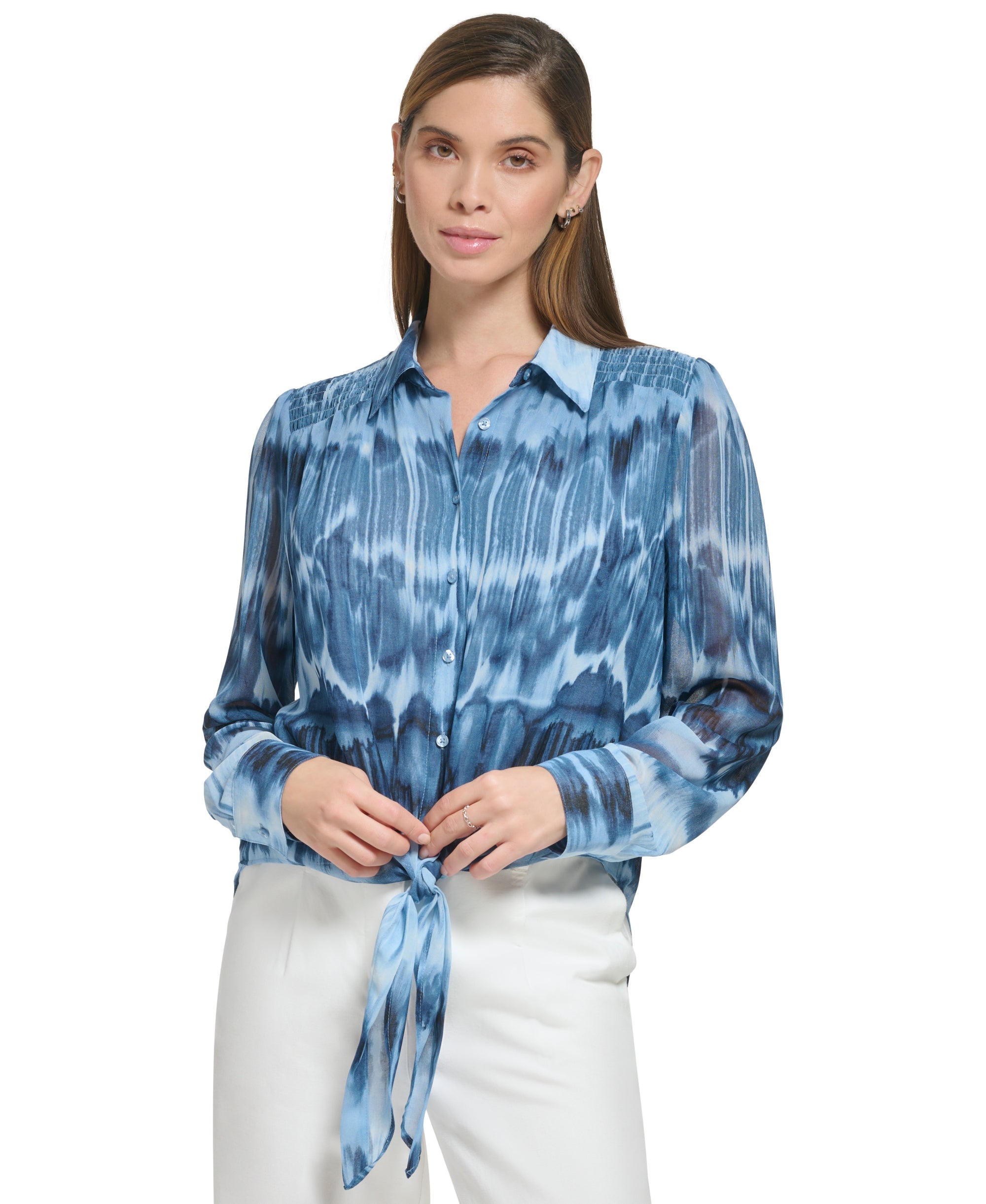 Women's Printed Tie-Hem Shirt