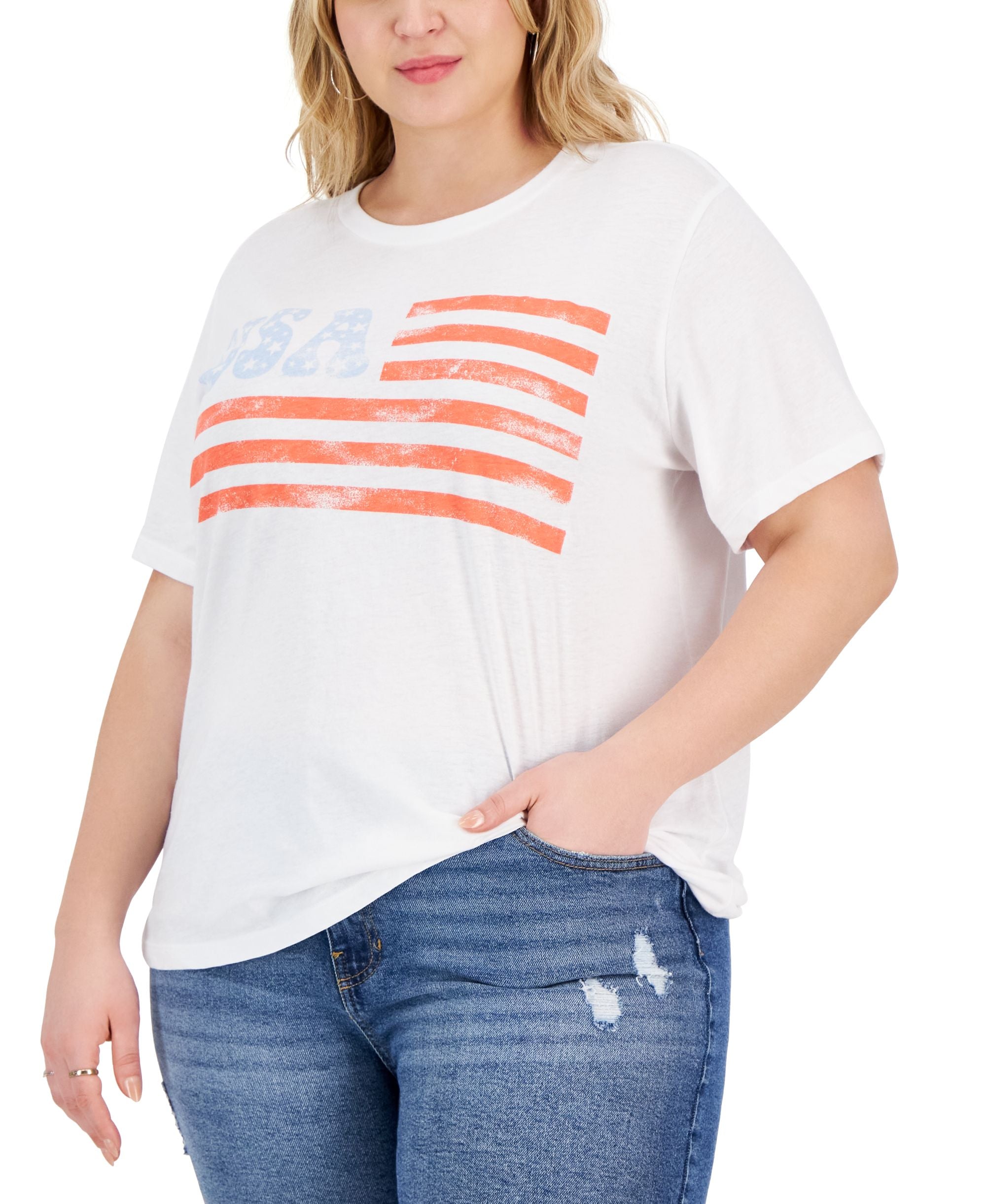 Trendy Plus Size USA Flag Graphic T-Shirt