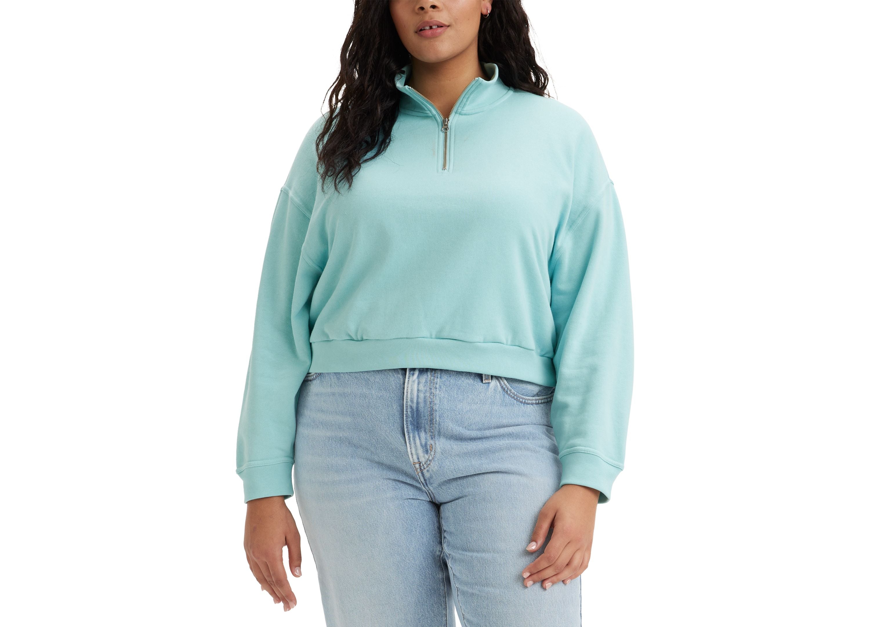 Trendy Plus Size Cosmo 1/4-Zip Long-Sleeve Sweatshirt