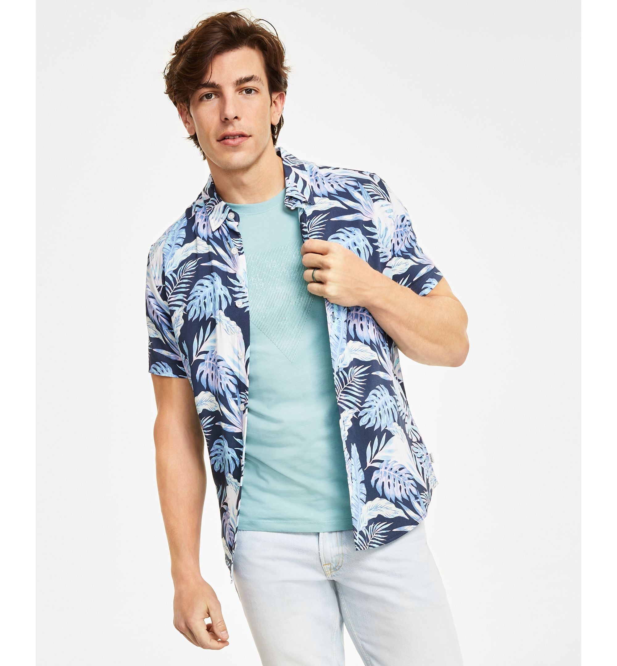 Men's Tropical-Print Short-Sleeve Button Shirt
