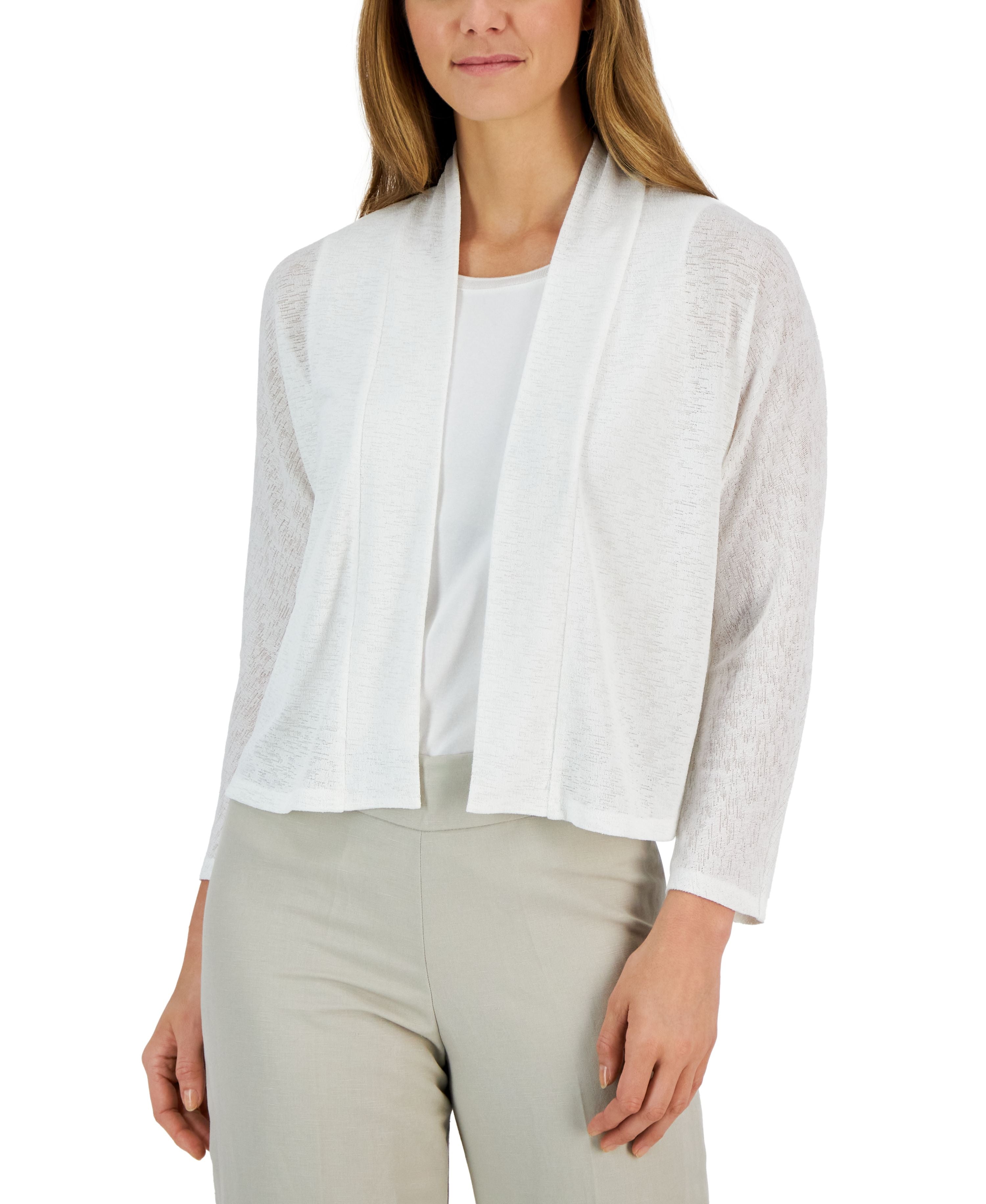 Women's Collarless Open-Front Dolman-Sleeve Jacket