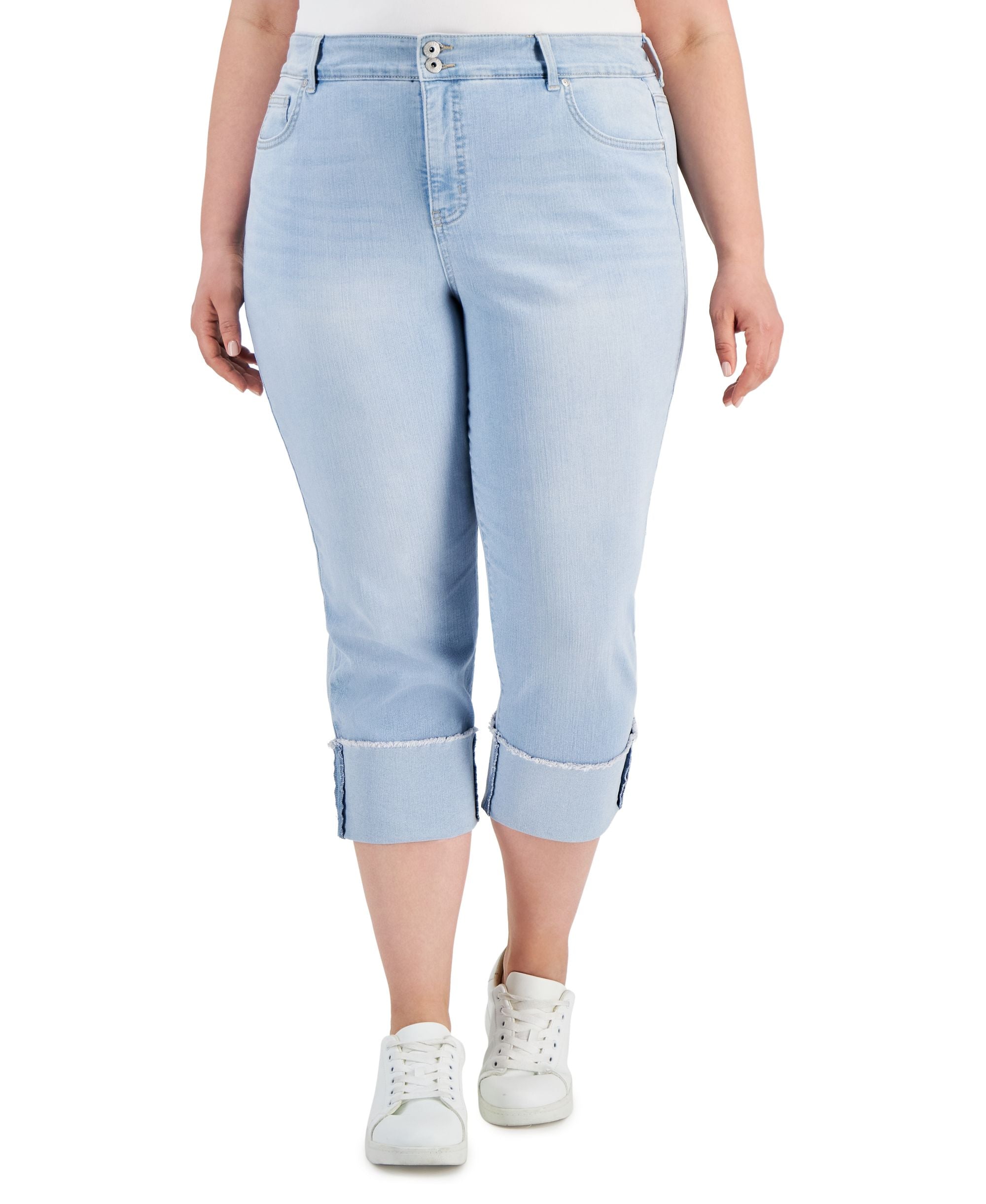 Plus Size Curvy Cuffed Capri Jeans